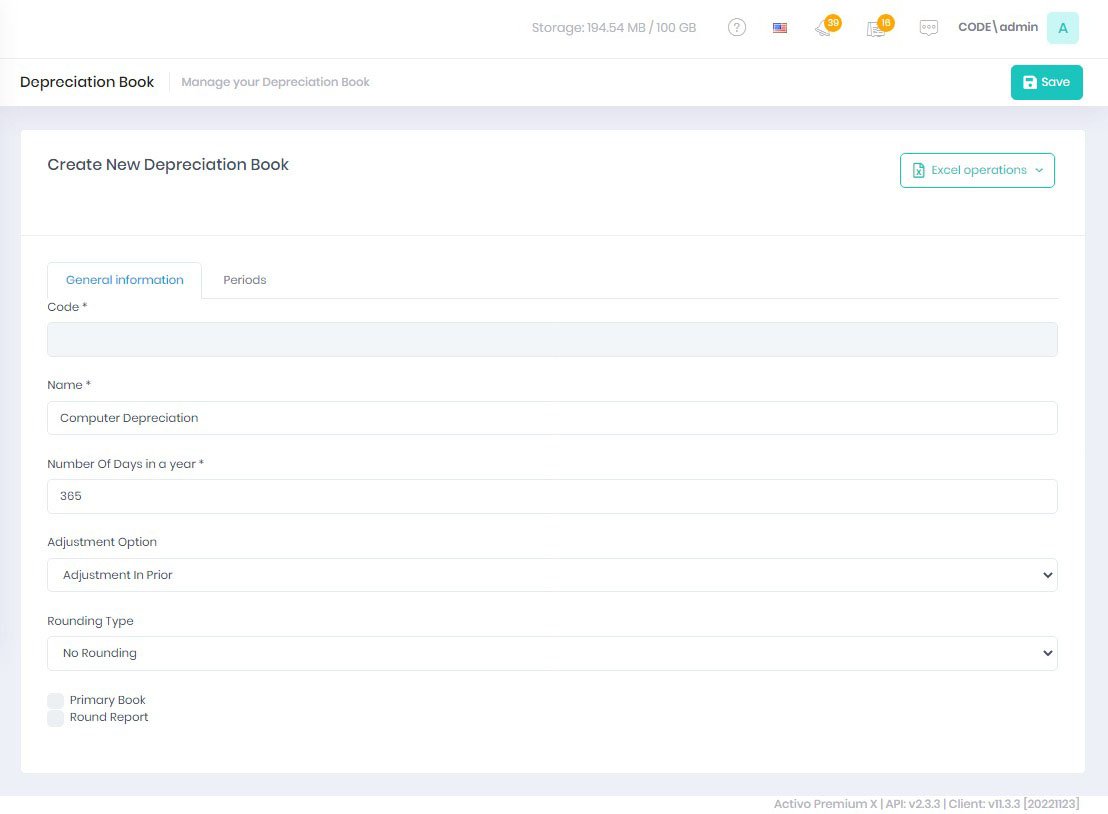 New Depreciation Book