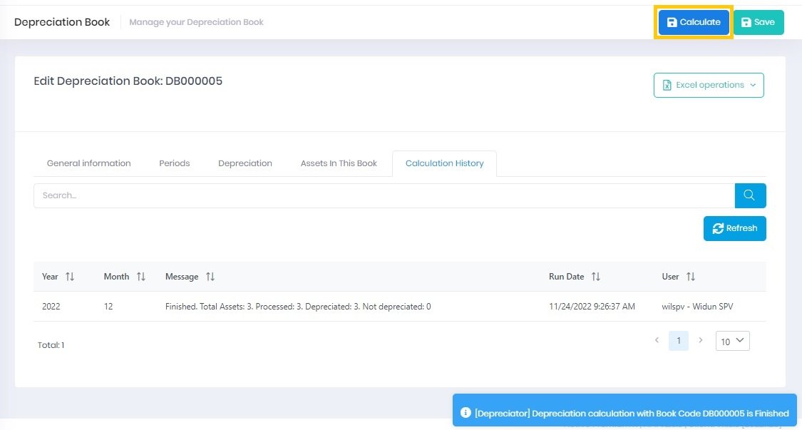 Edit Depreciation Book