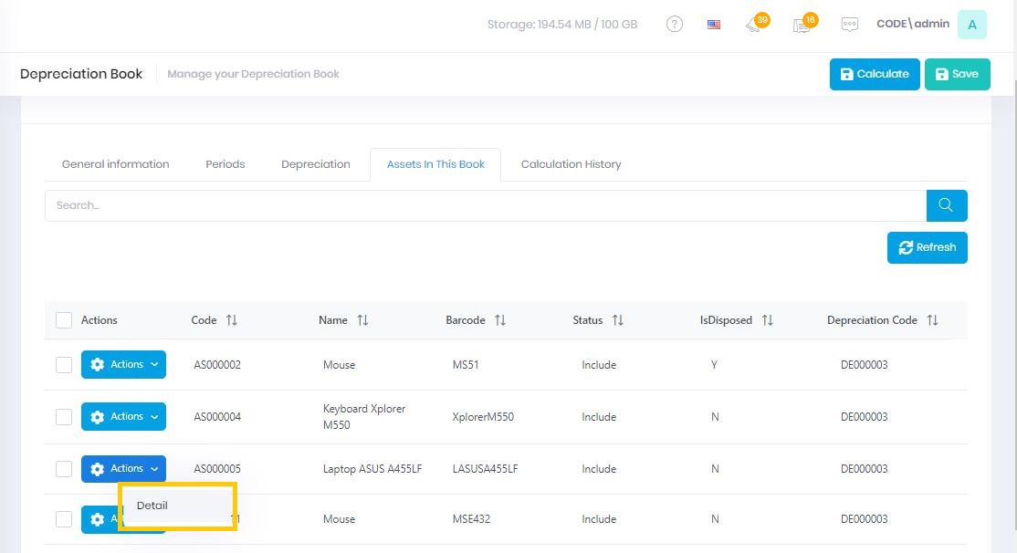 Detail Asseet Depreciation