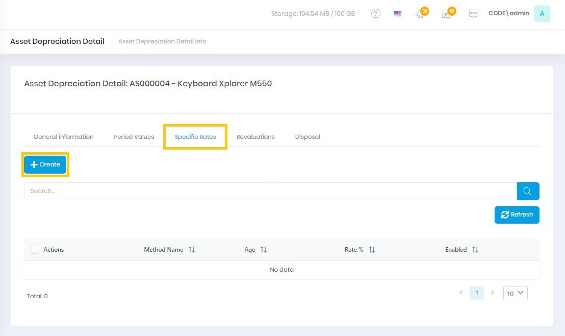 Edit Depreciation Rate