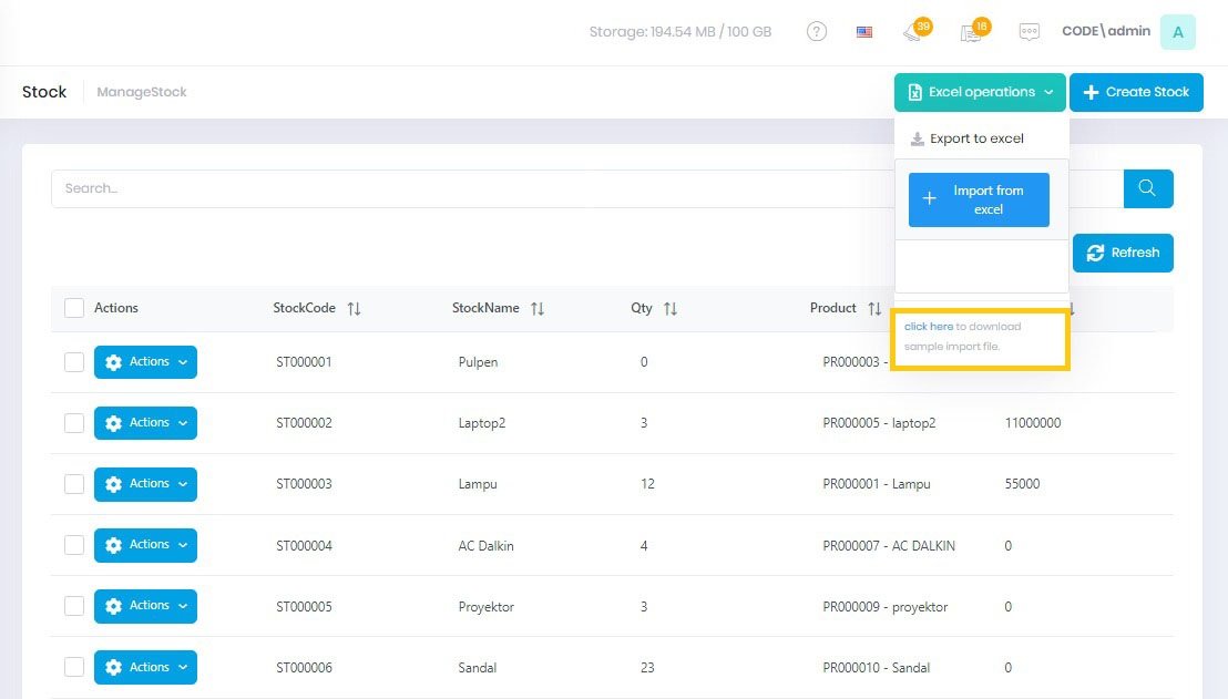 Download Template Import