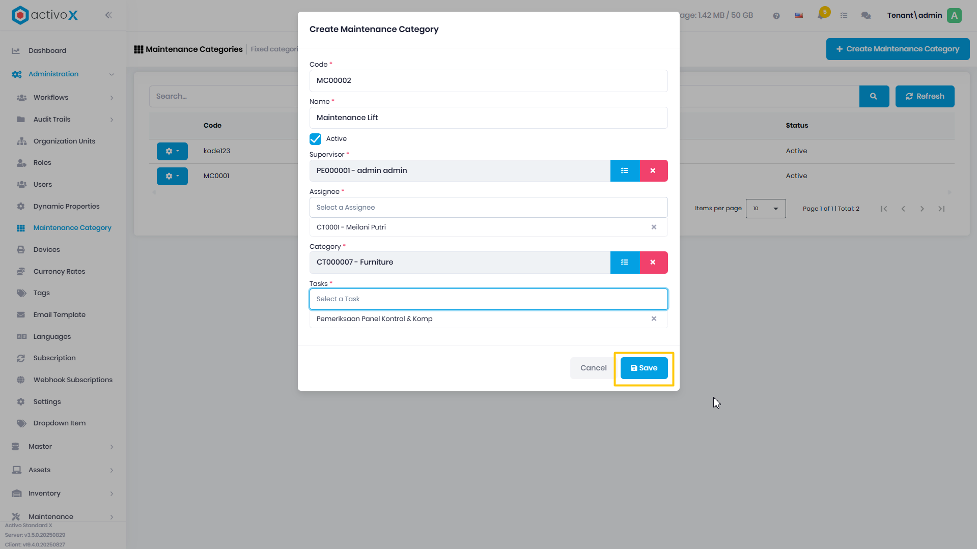 Maintenance Category