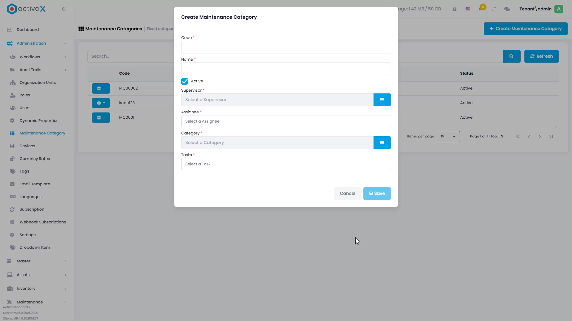 Maintenance Category