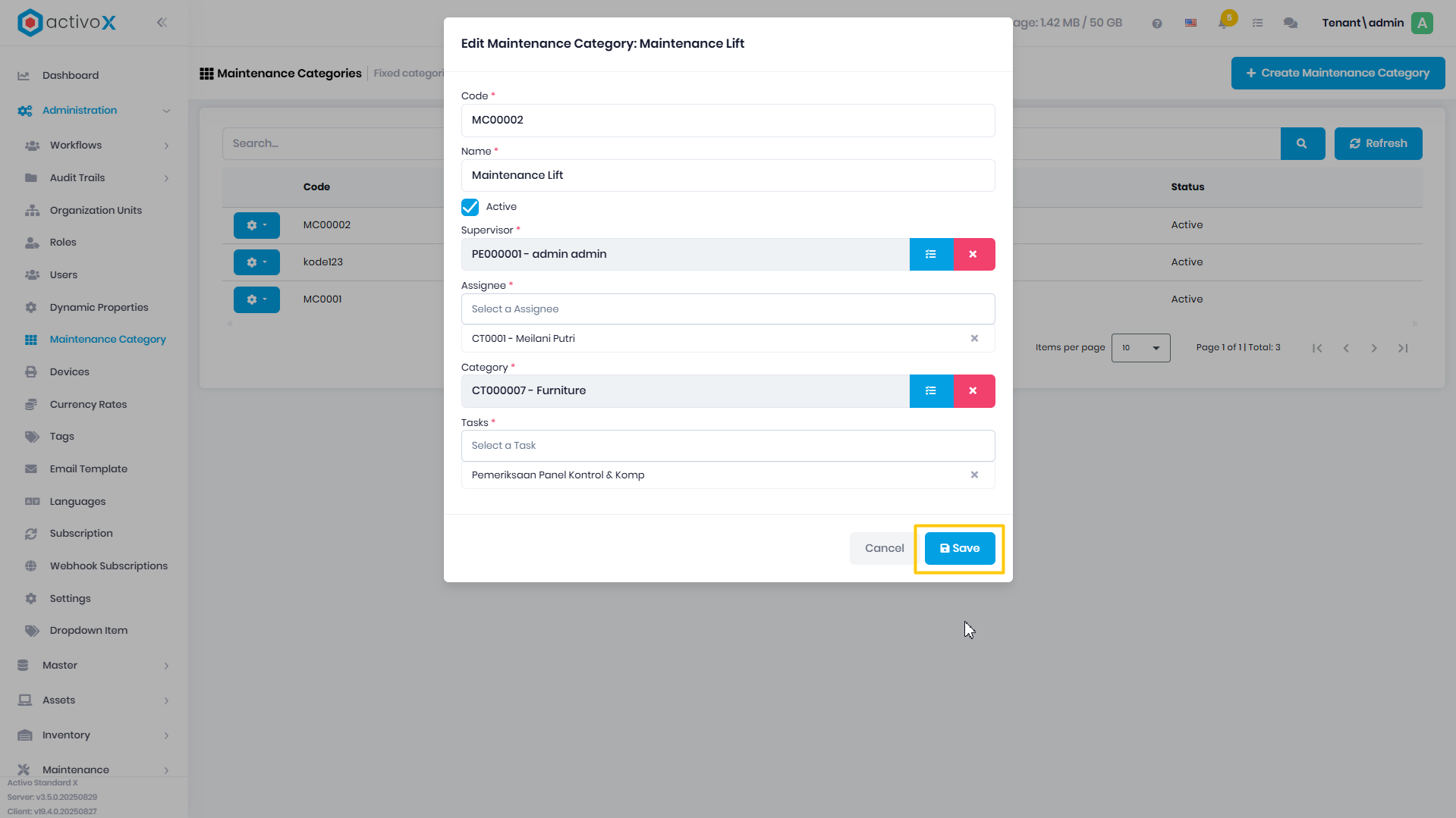 Maintenance Category