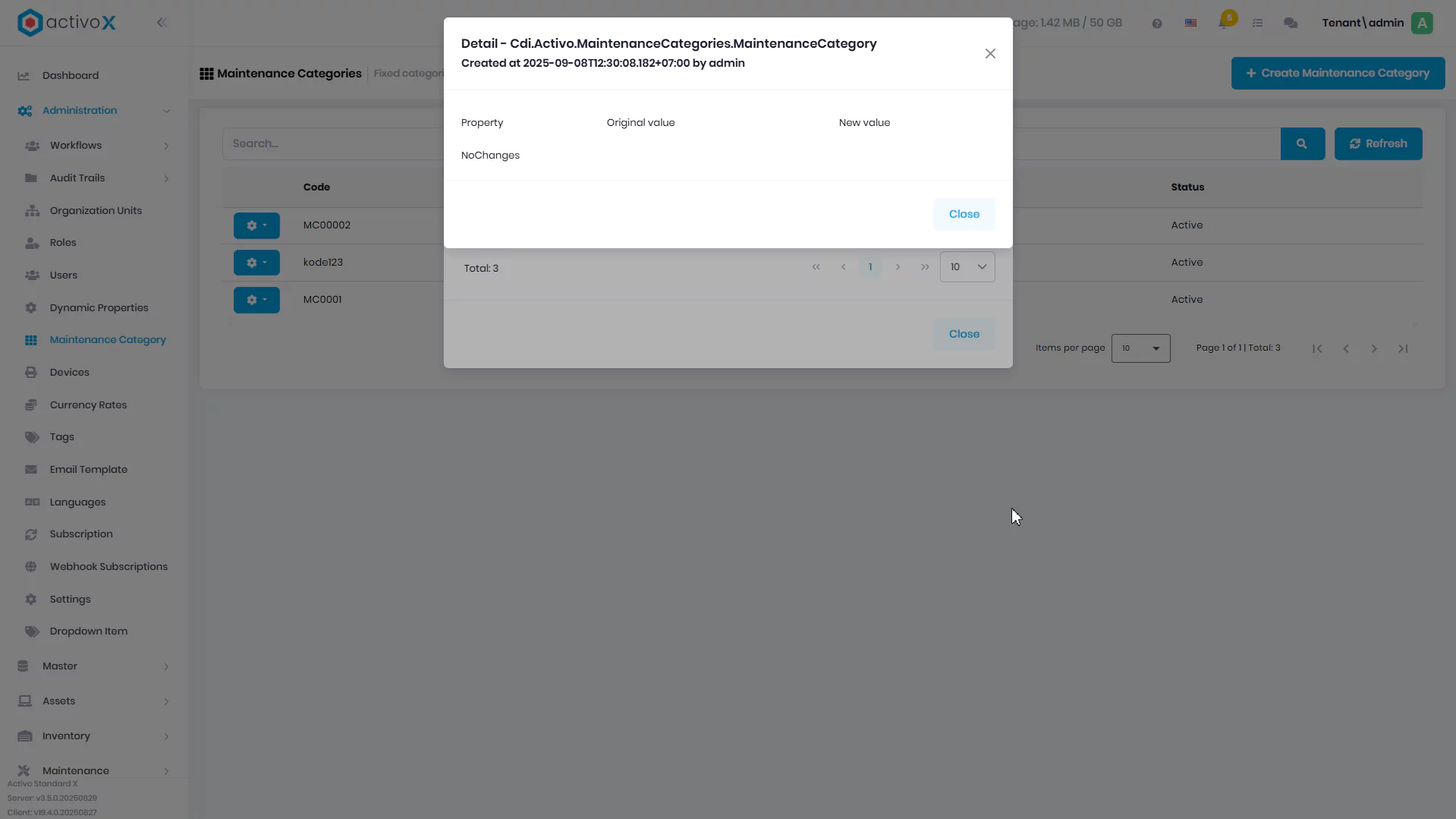 Maintenance Category