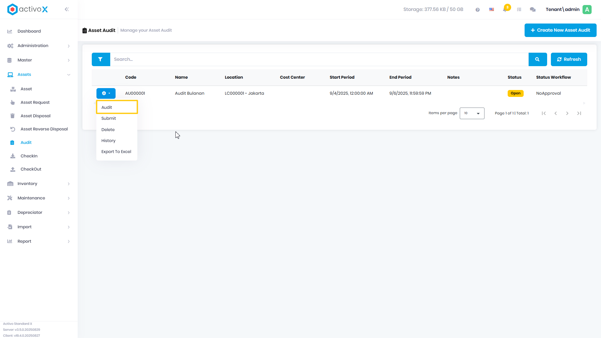 Create Audit