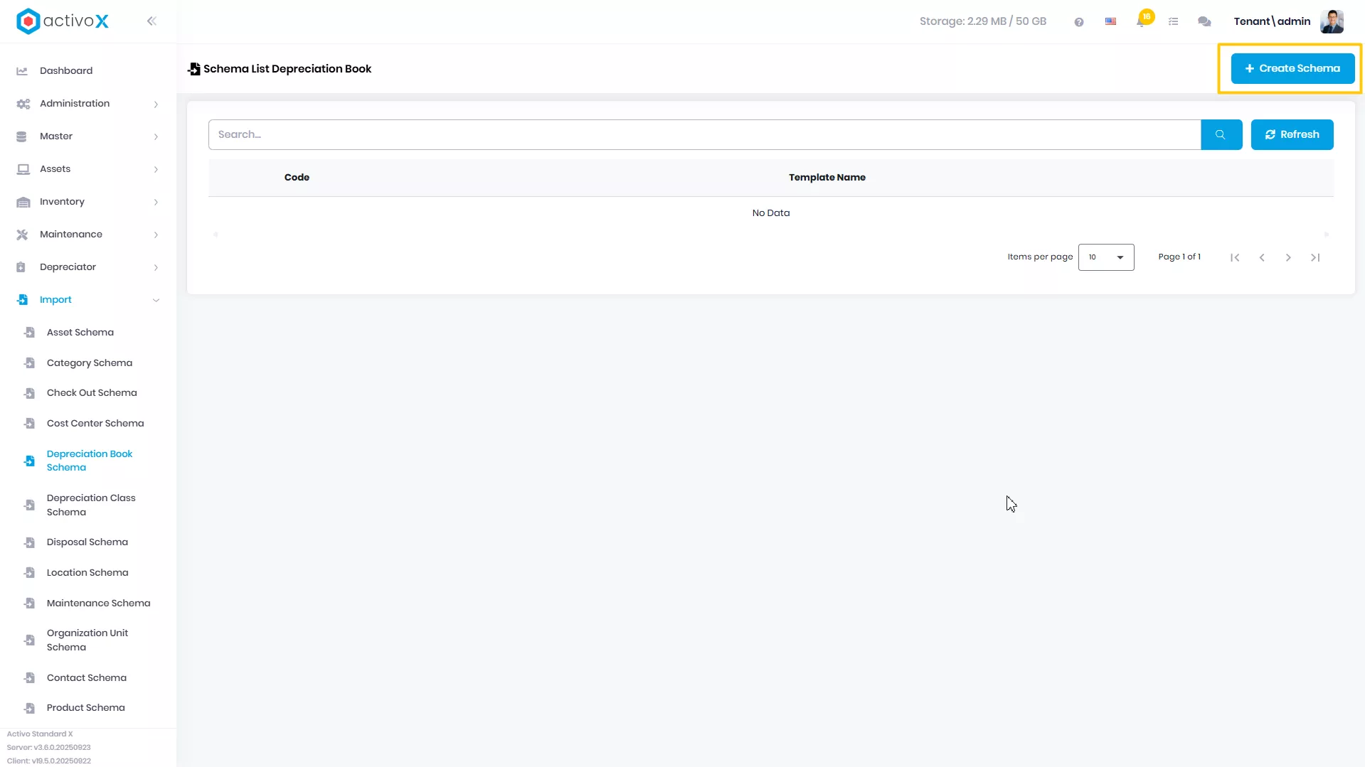 Create New Import Schema