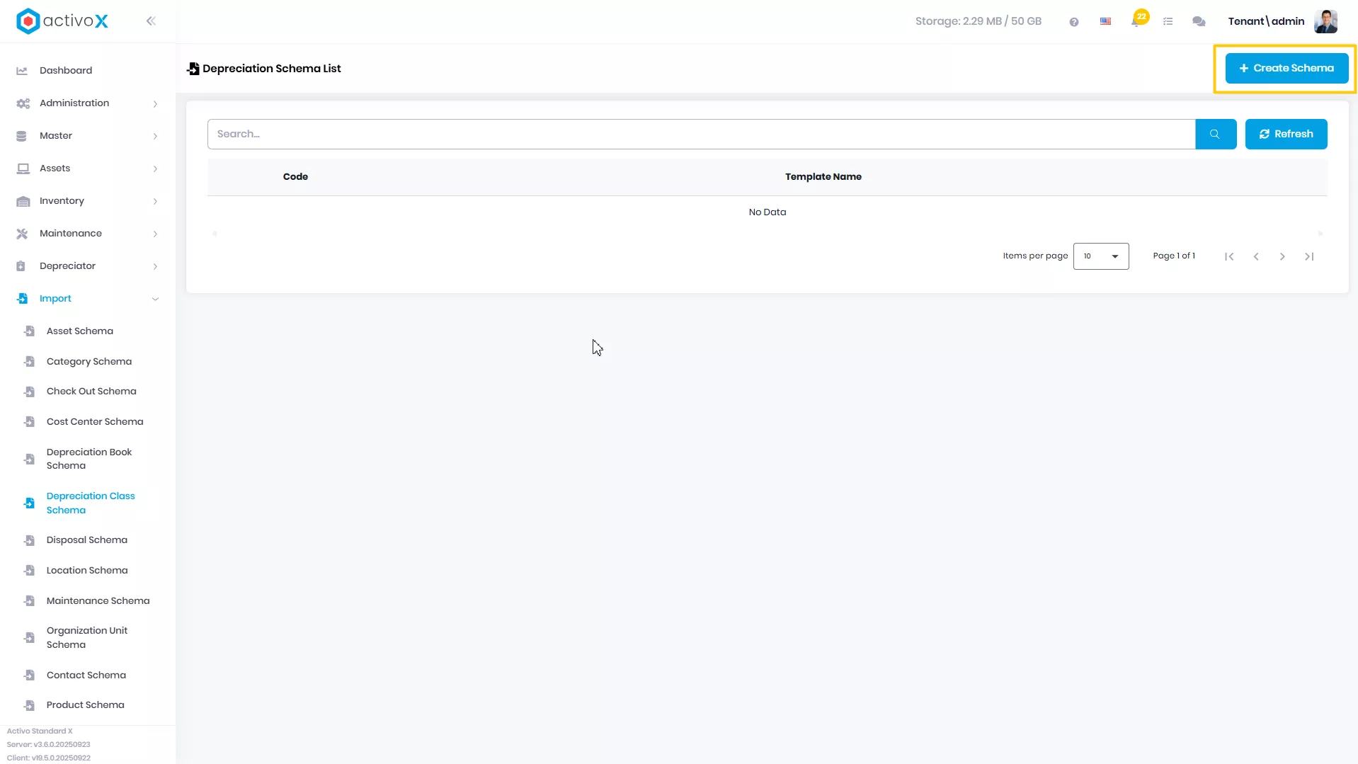 Create New Import Schema