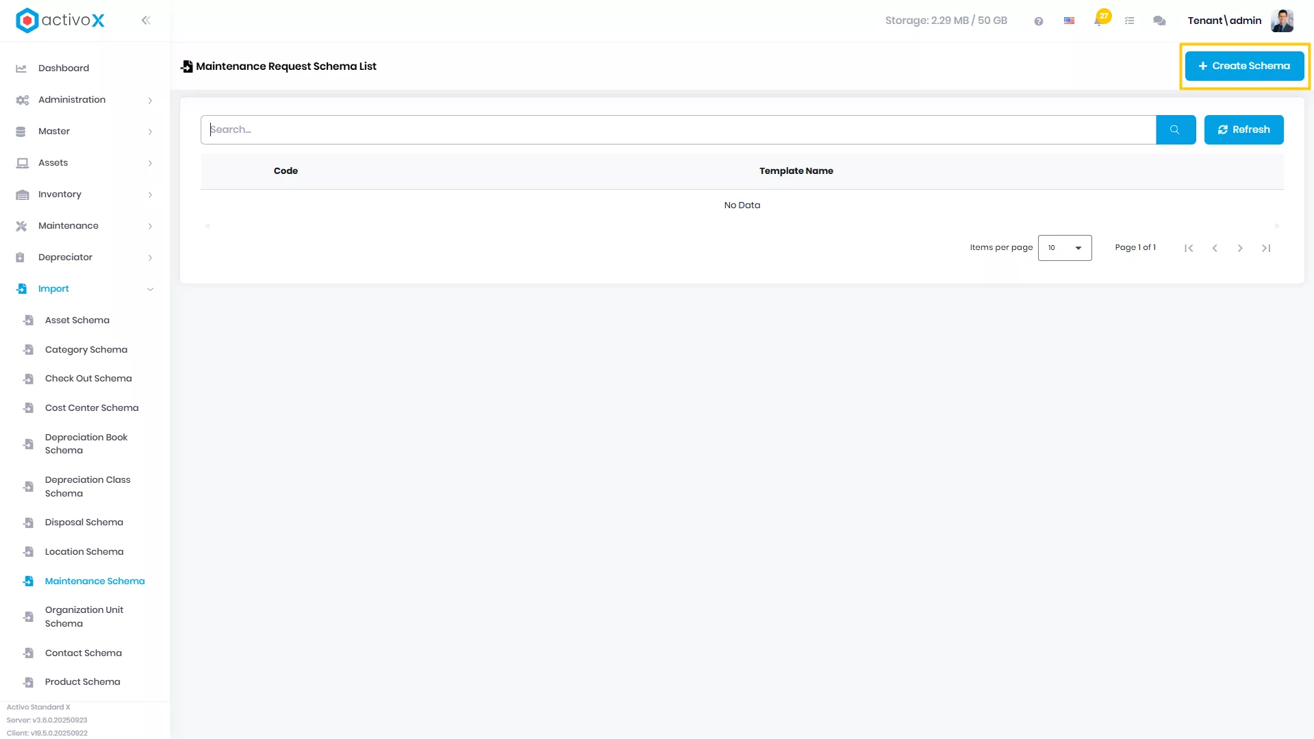 Create New Import Schema