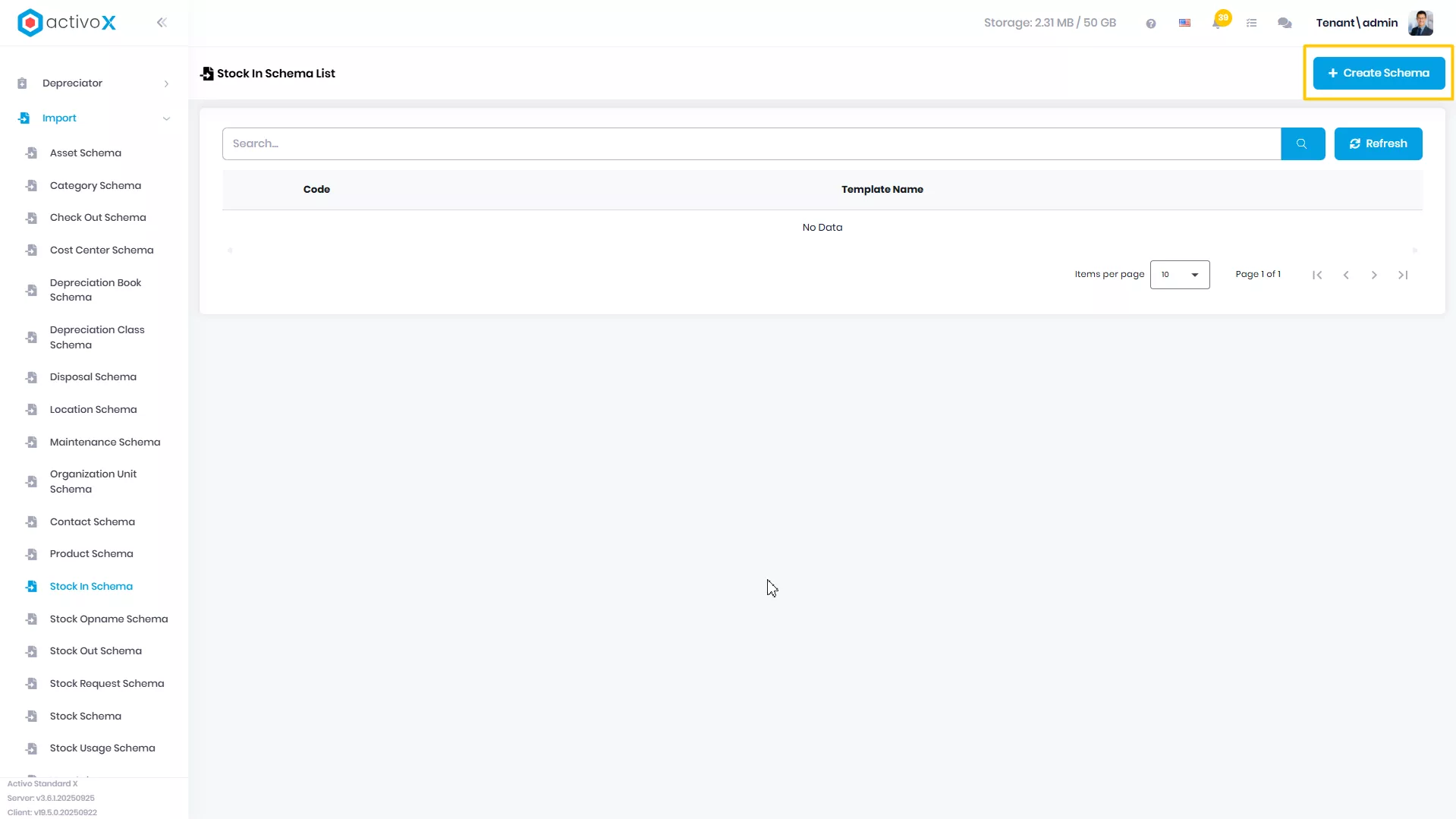 Create New Import Schema