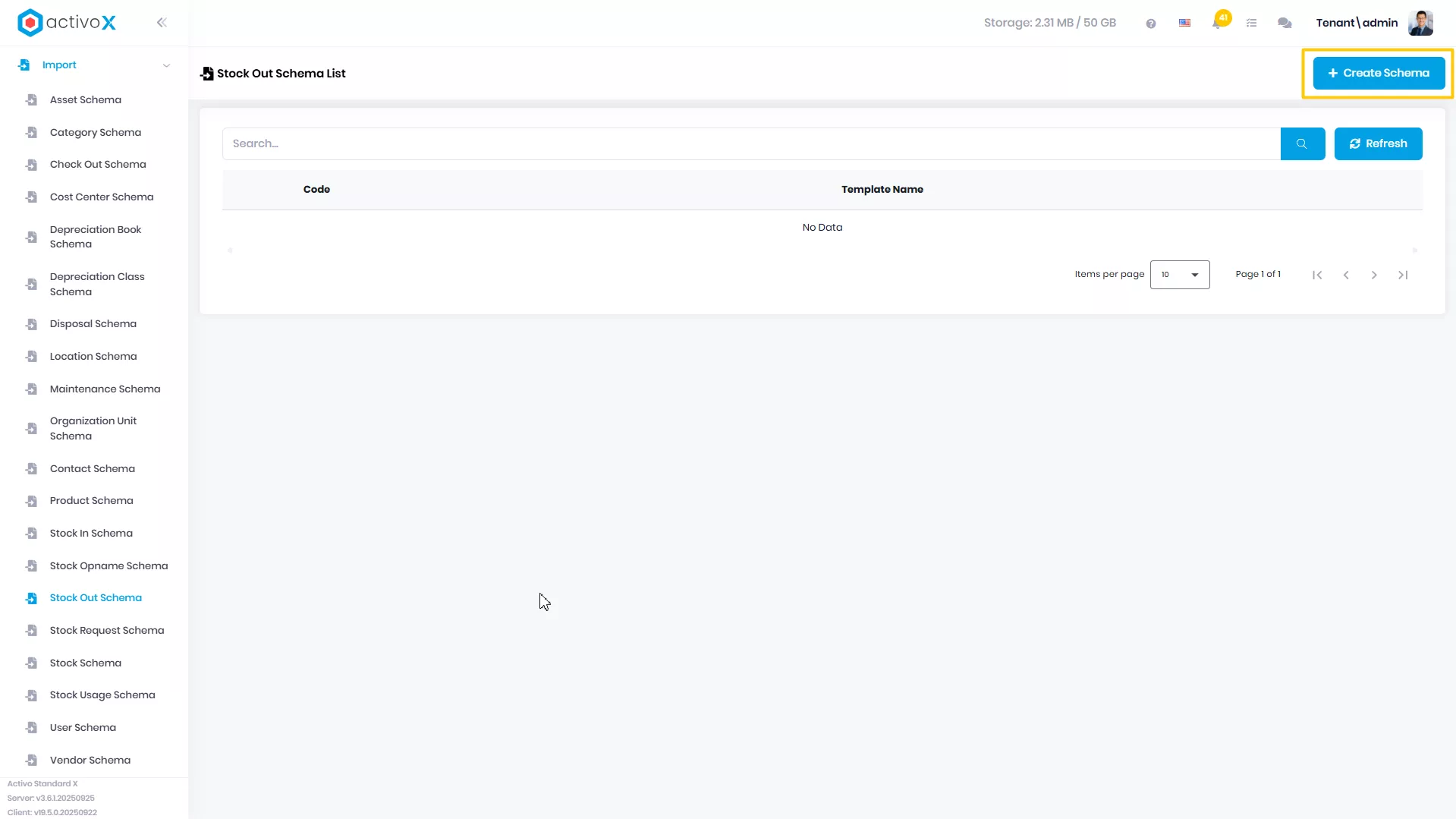 Create New Import Schema