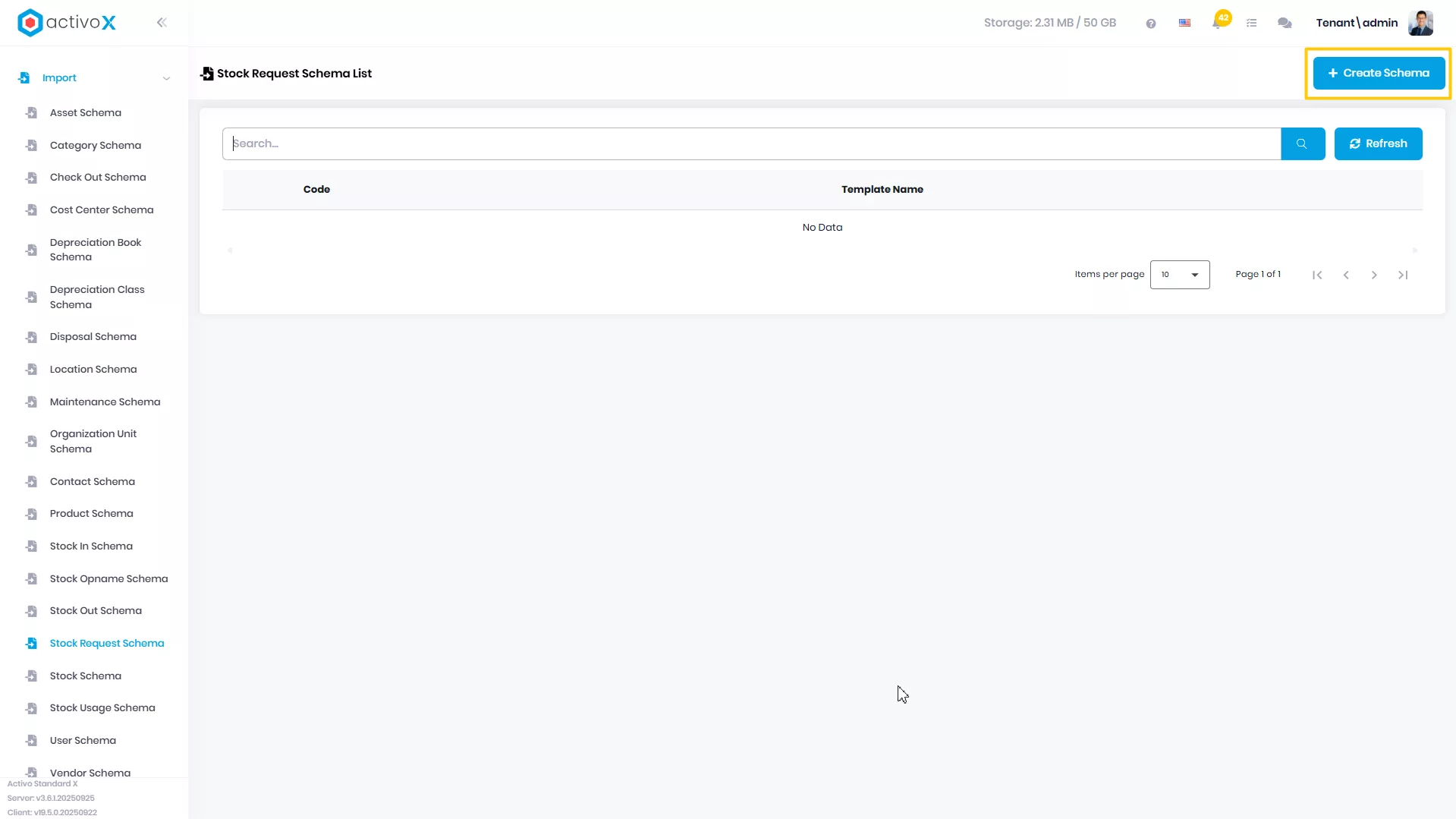 Create New Import Schema