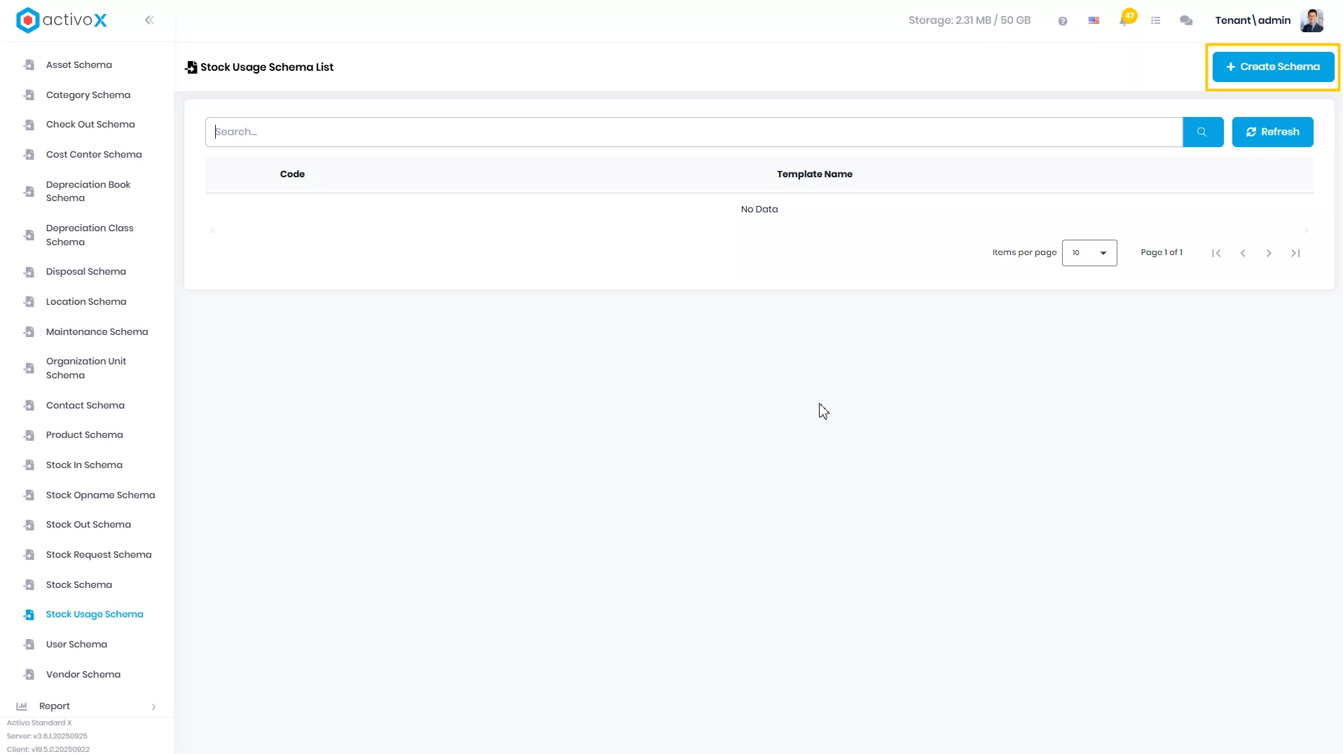 Create New Import Schema