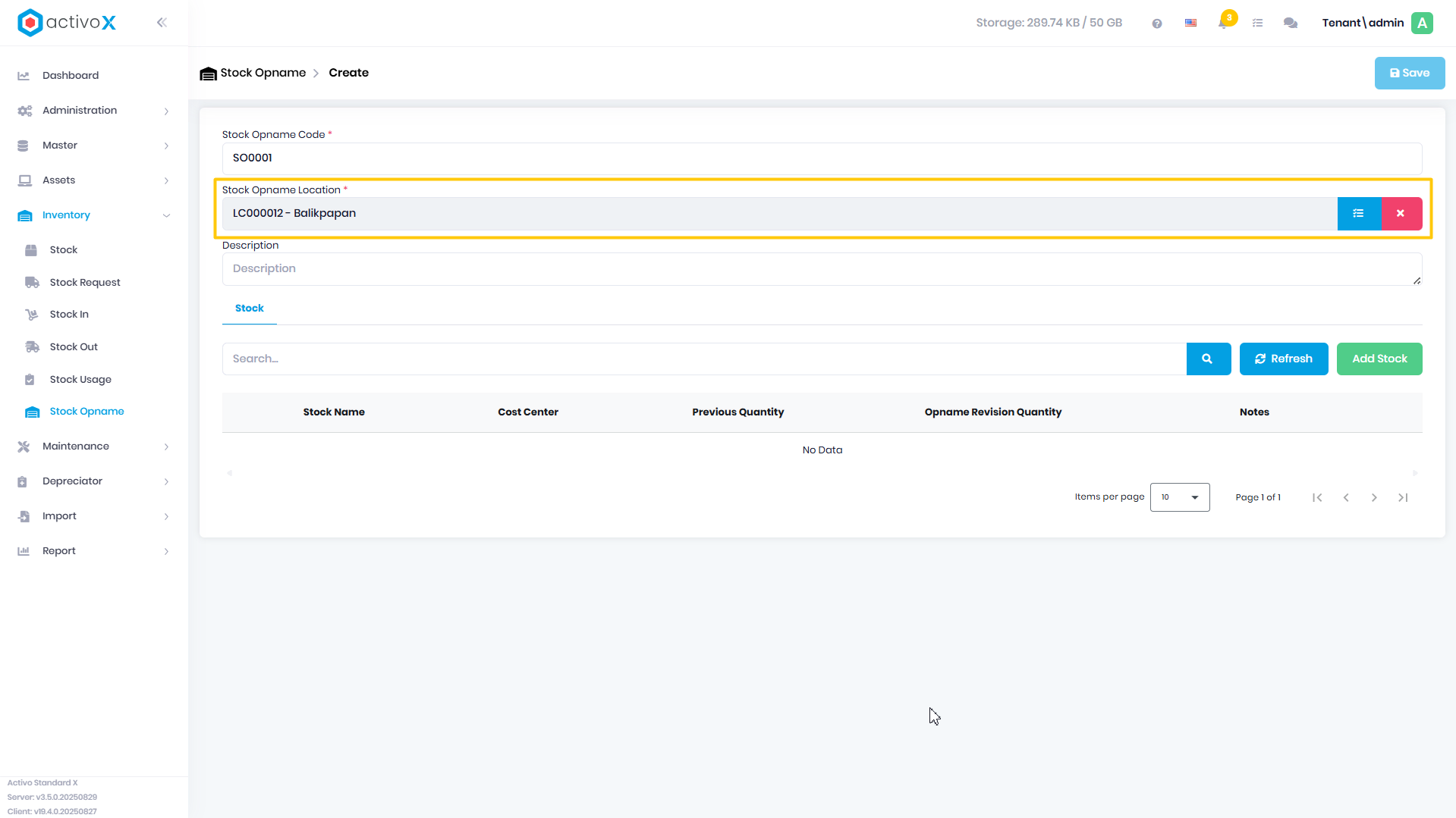 Create Stock Opname