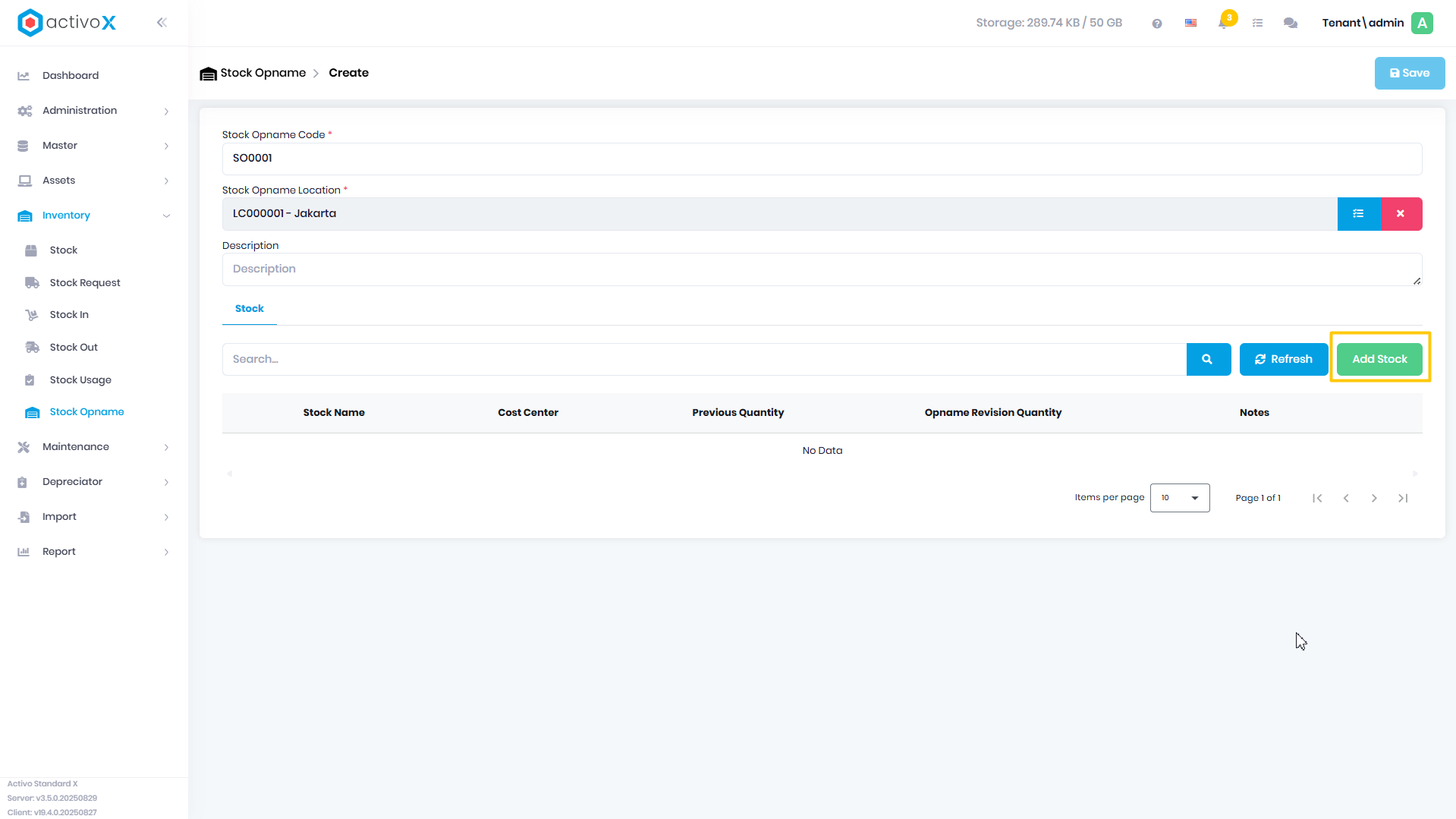 Create Stock Opname