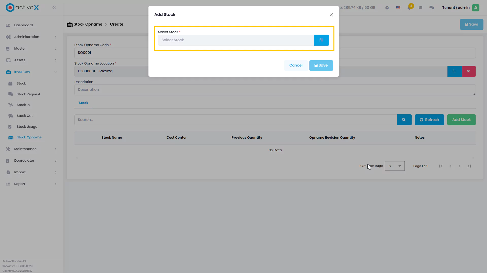 Create Stock Opname