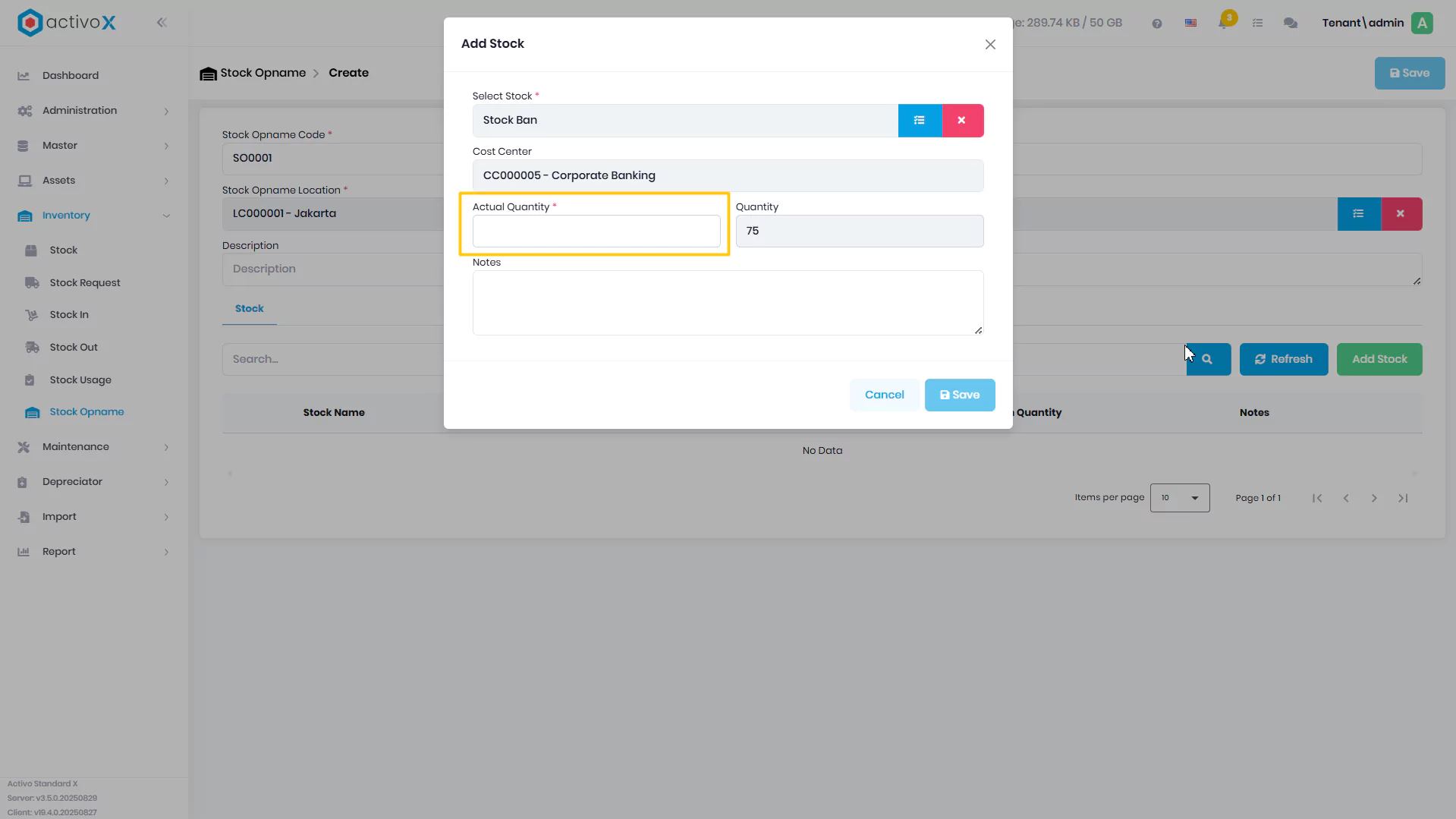 Create Stock Opname