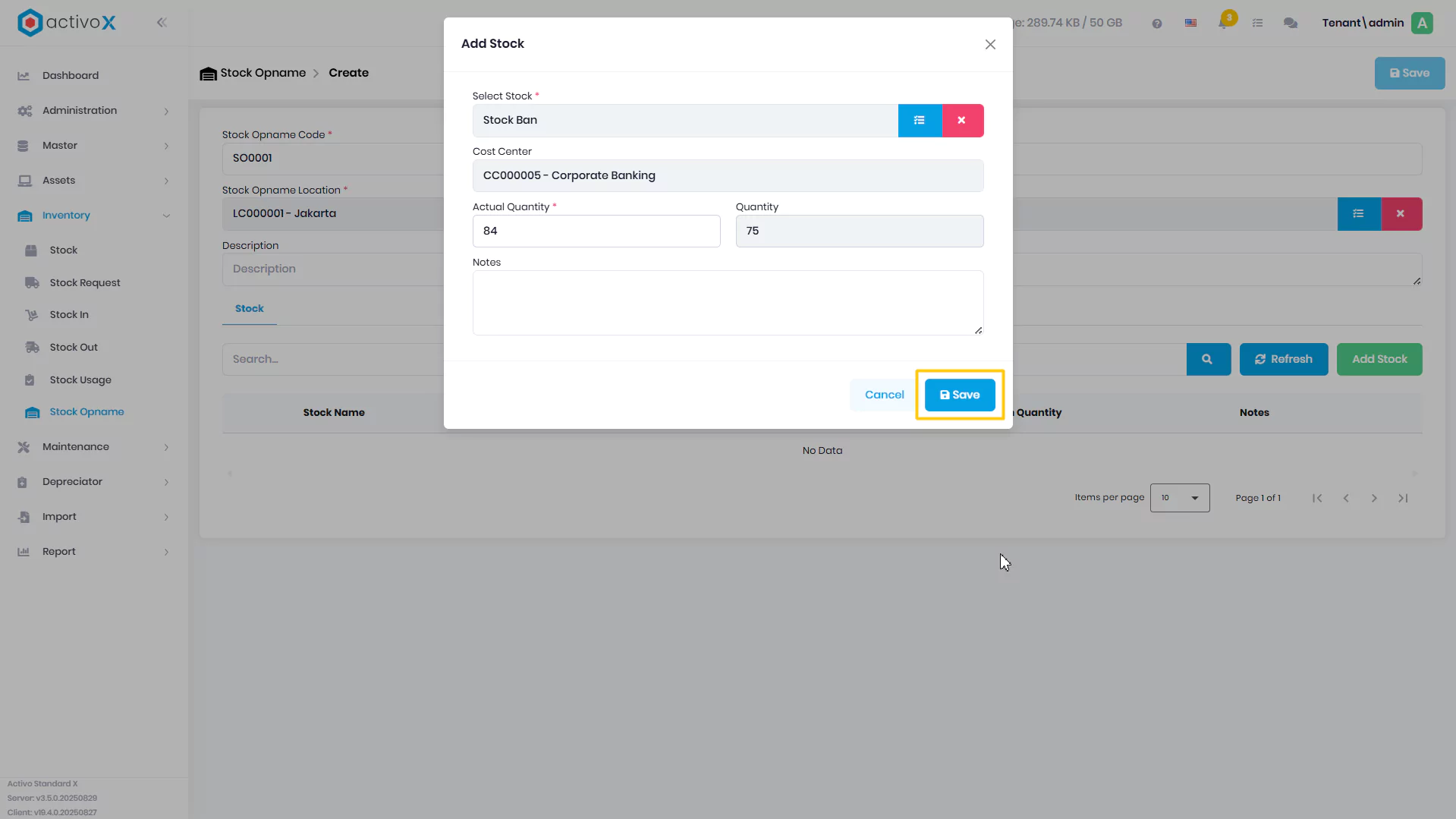 Create Stock Opname