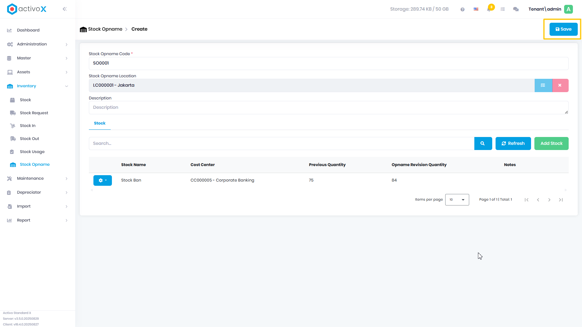 Create Stock Opname