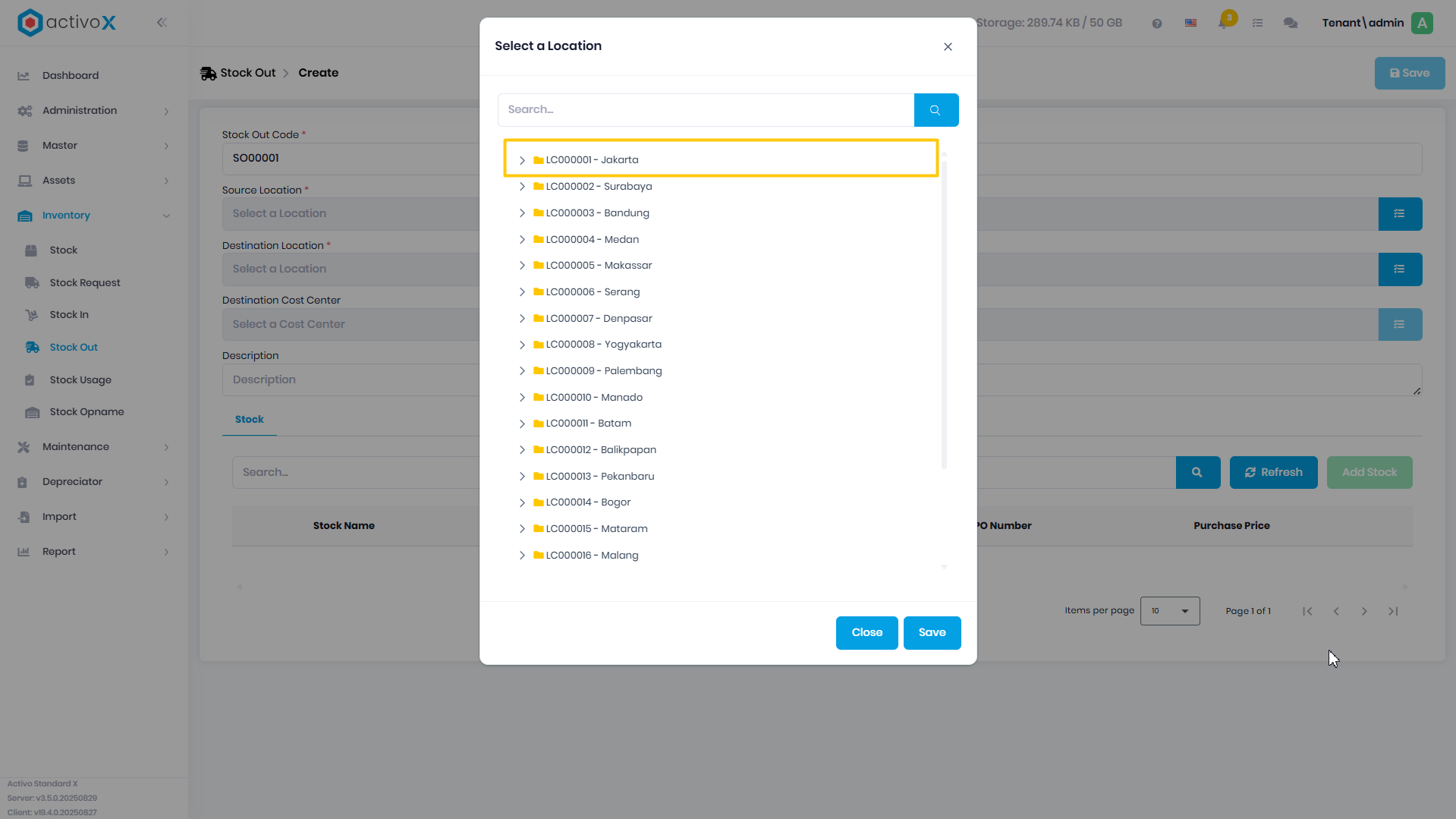 Create Stock In
