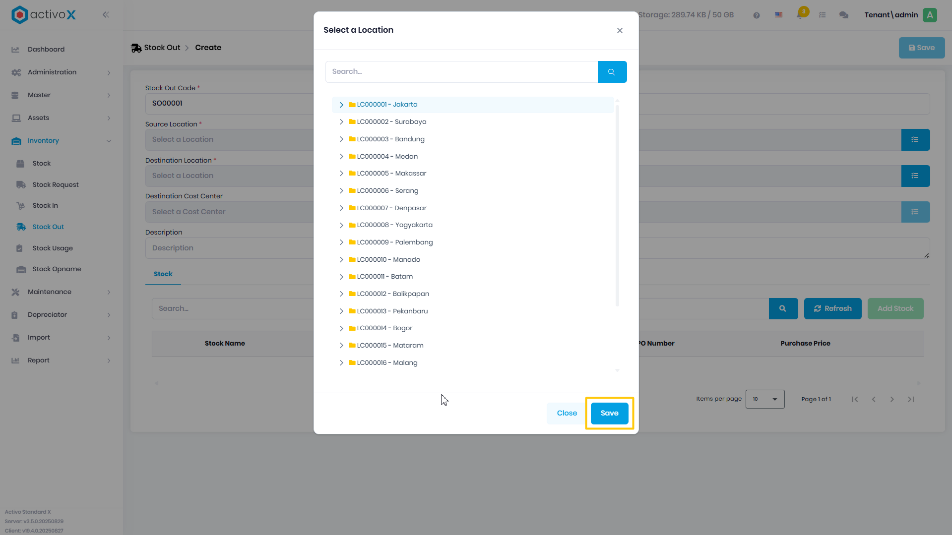 Create Stock In