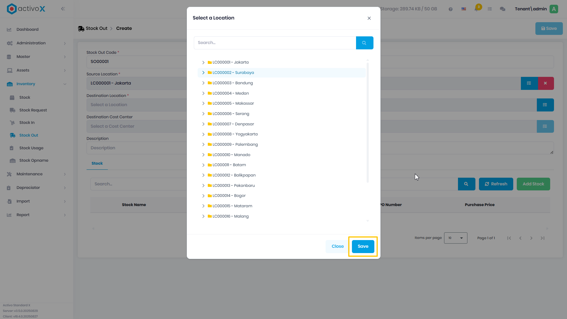 Create Stock In