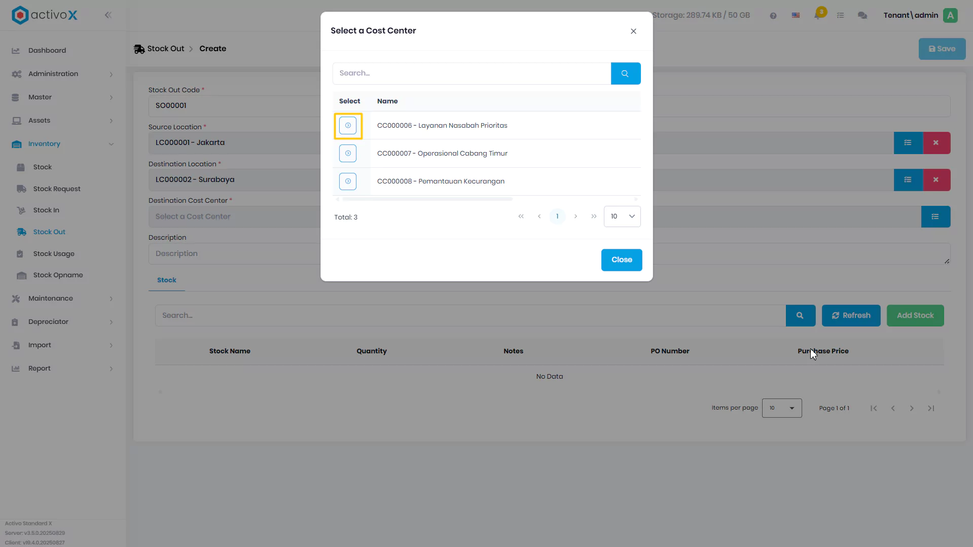 Create Stock In