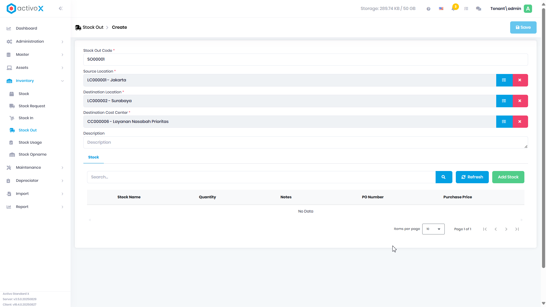 Create Stock In