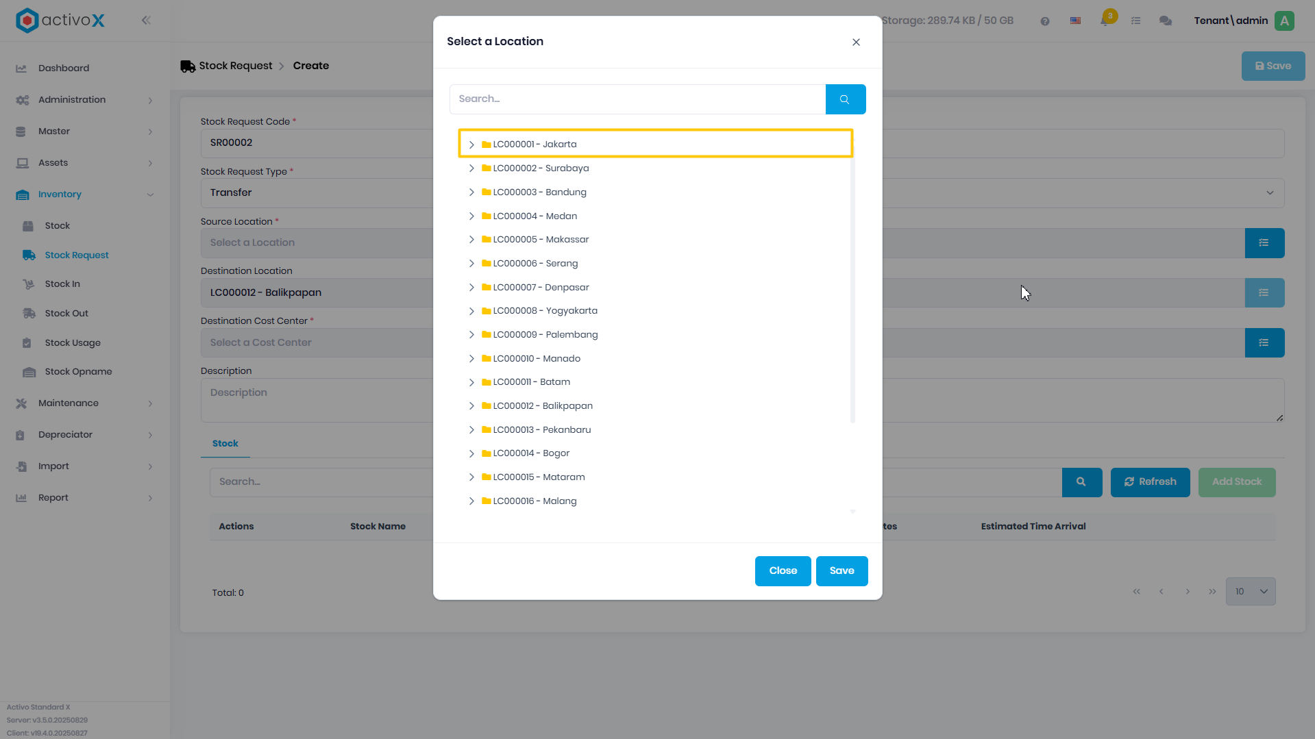 Create Stock Request