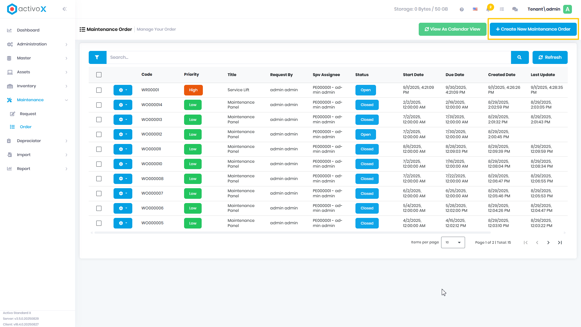 Create Maintenance Order