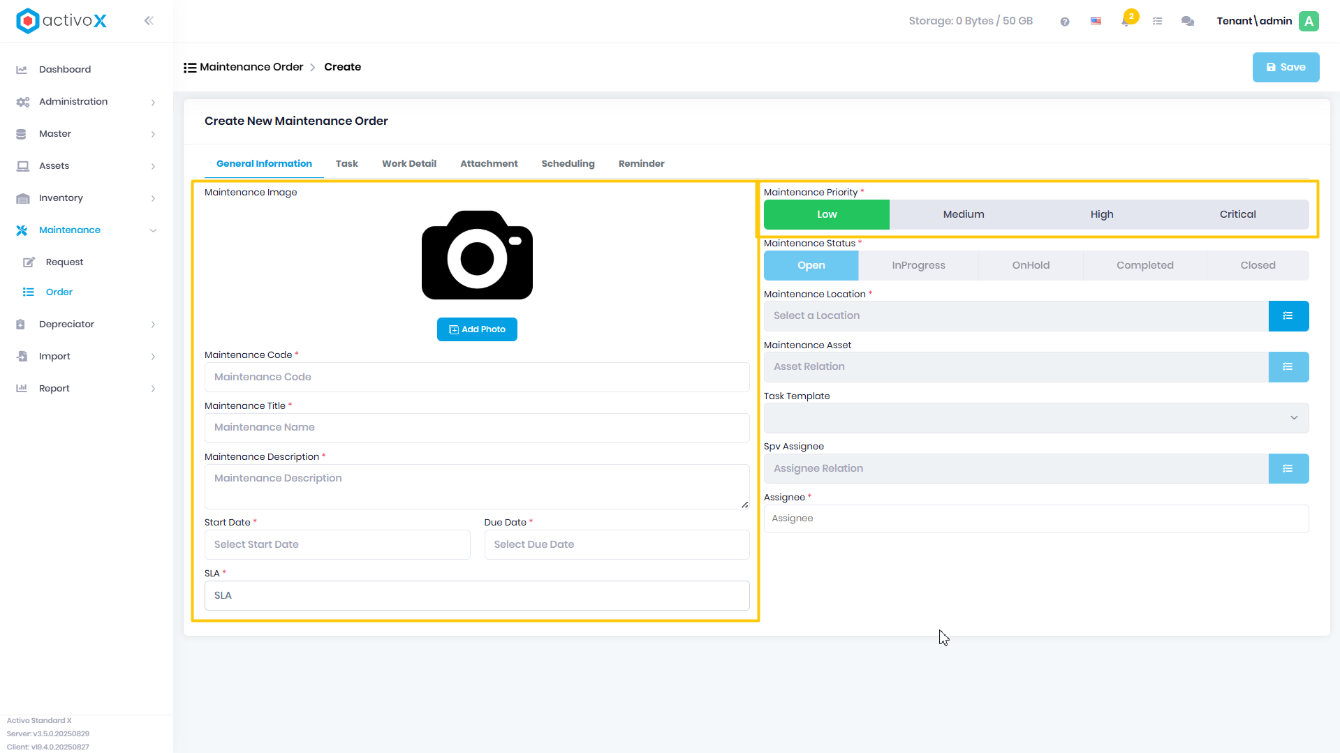 Create Maintenance Order