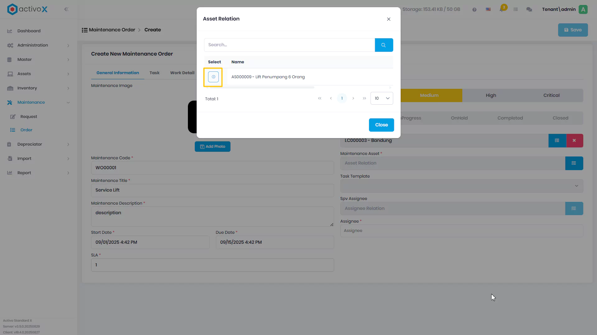 Create Maintenance Order