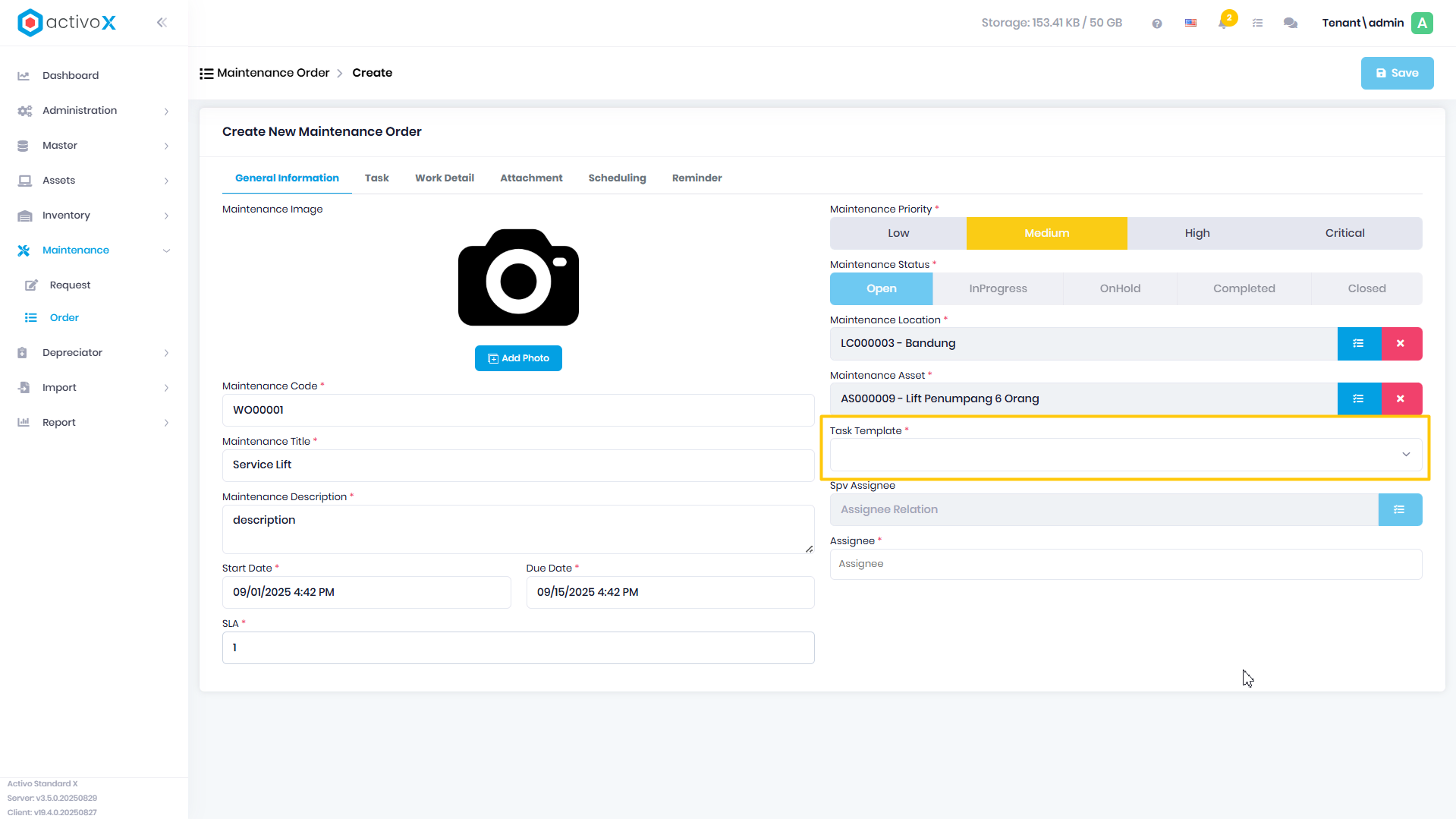 Create Maintenance Order