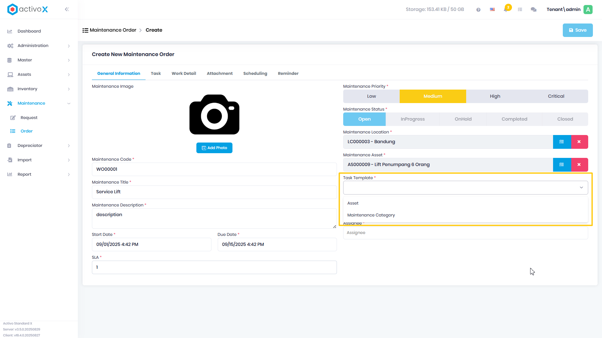Create Maintenance Order