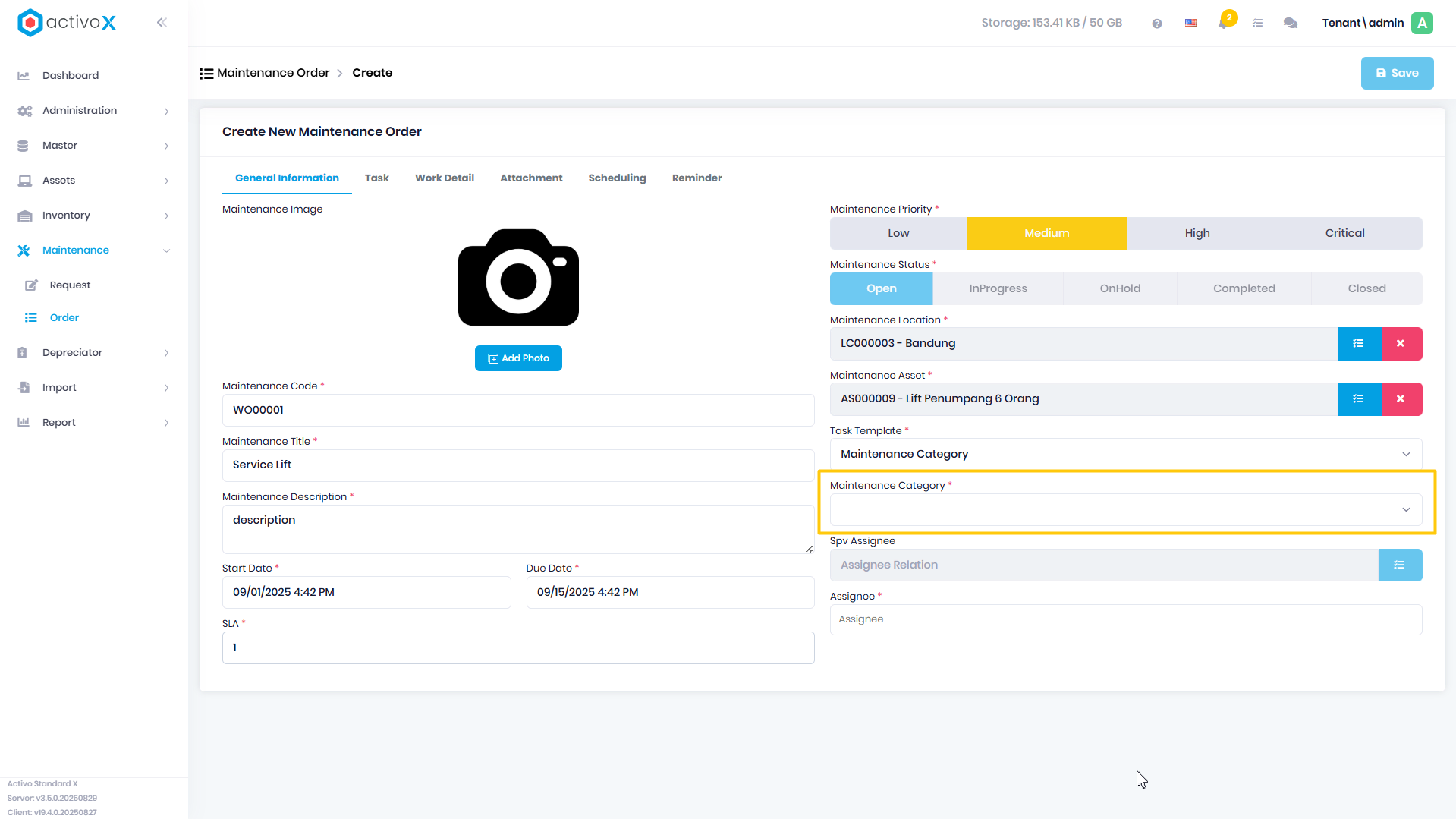 Create Maintenance Order