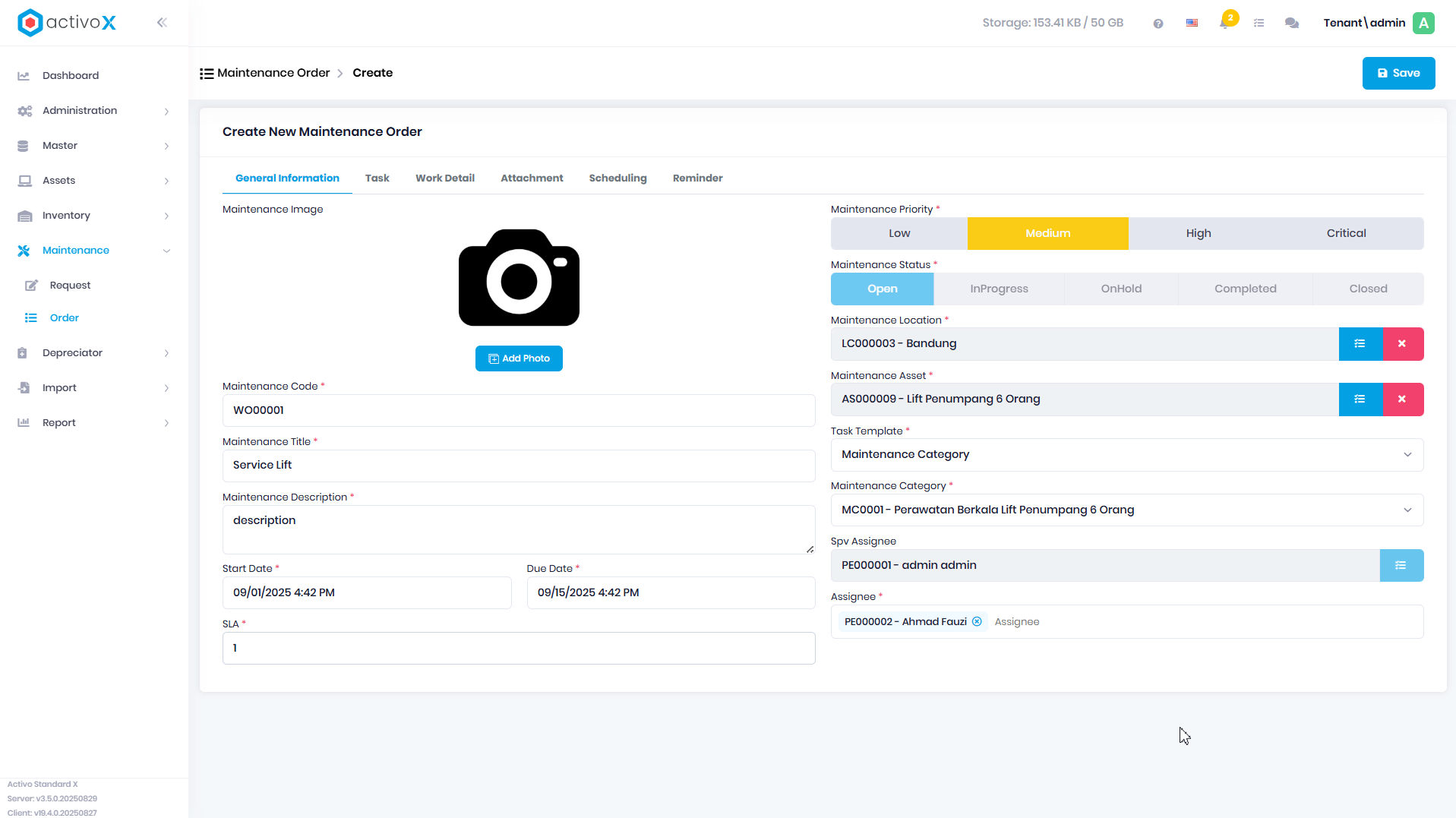 Create Maintenance Order