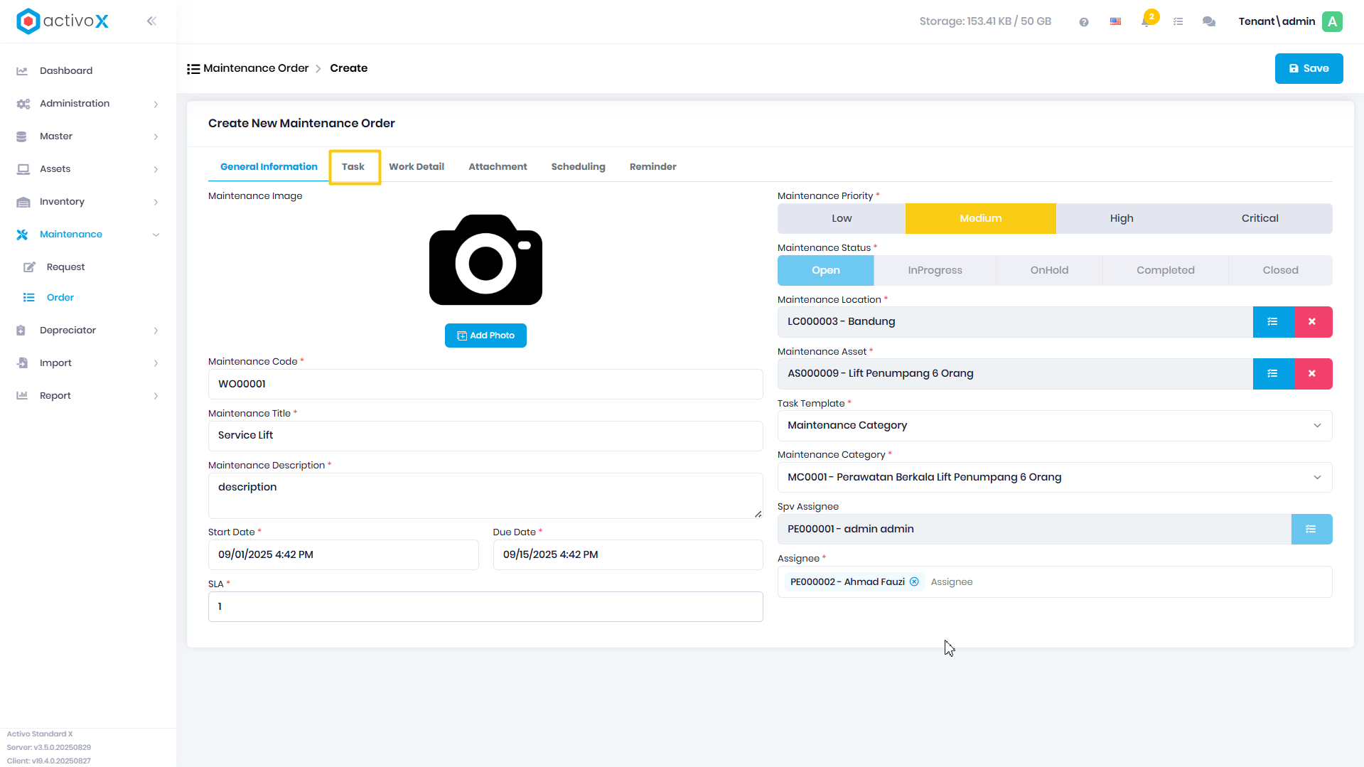 Create Maintenance Order