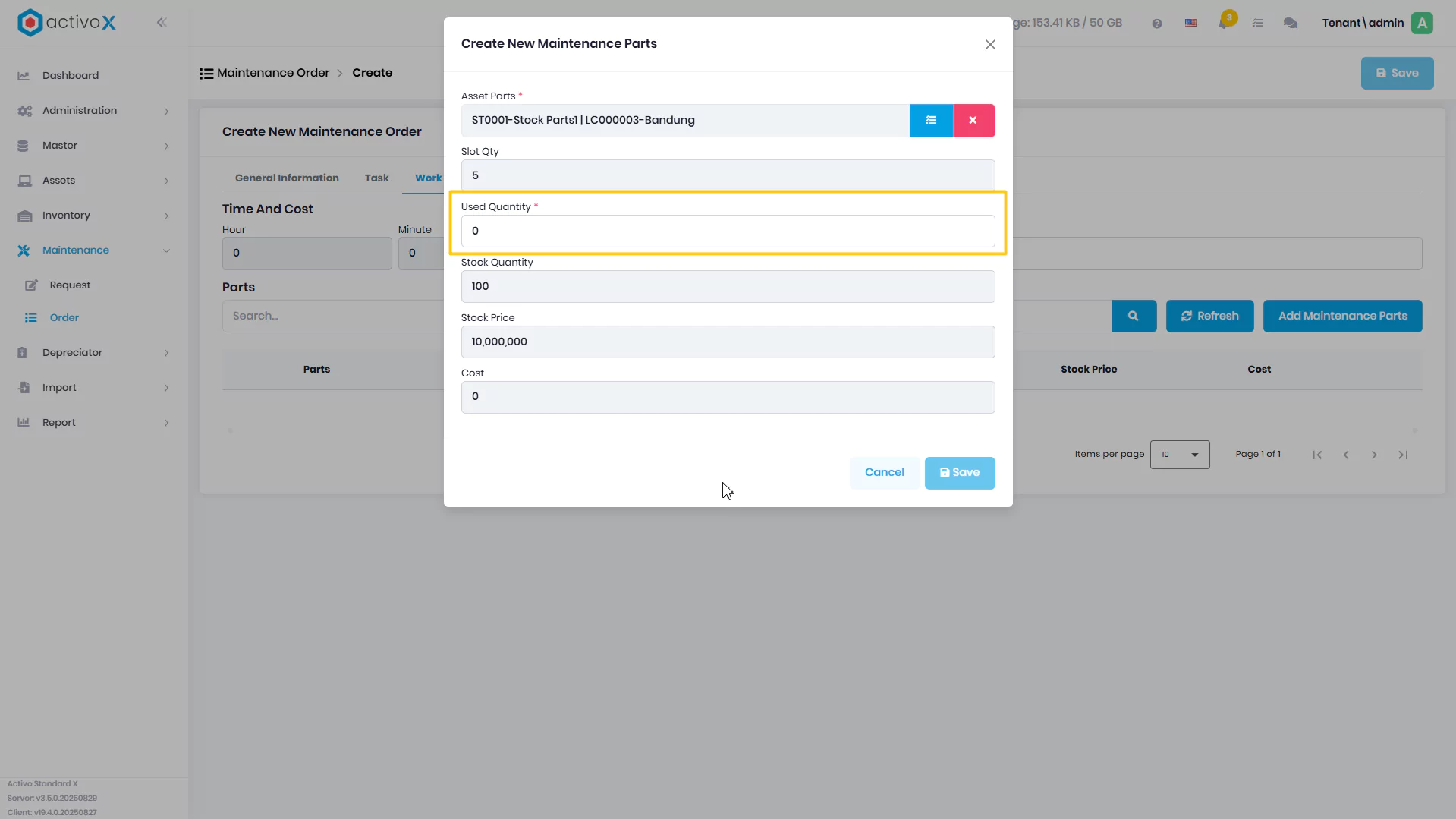 Create Maintenance Order