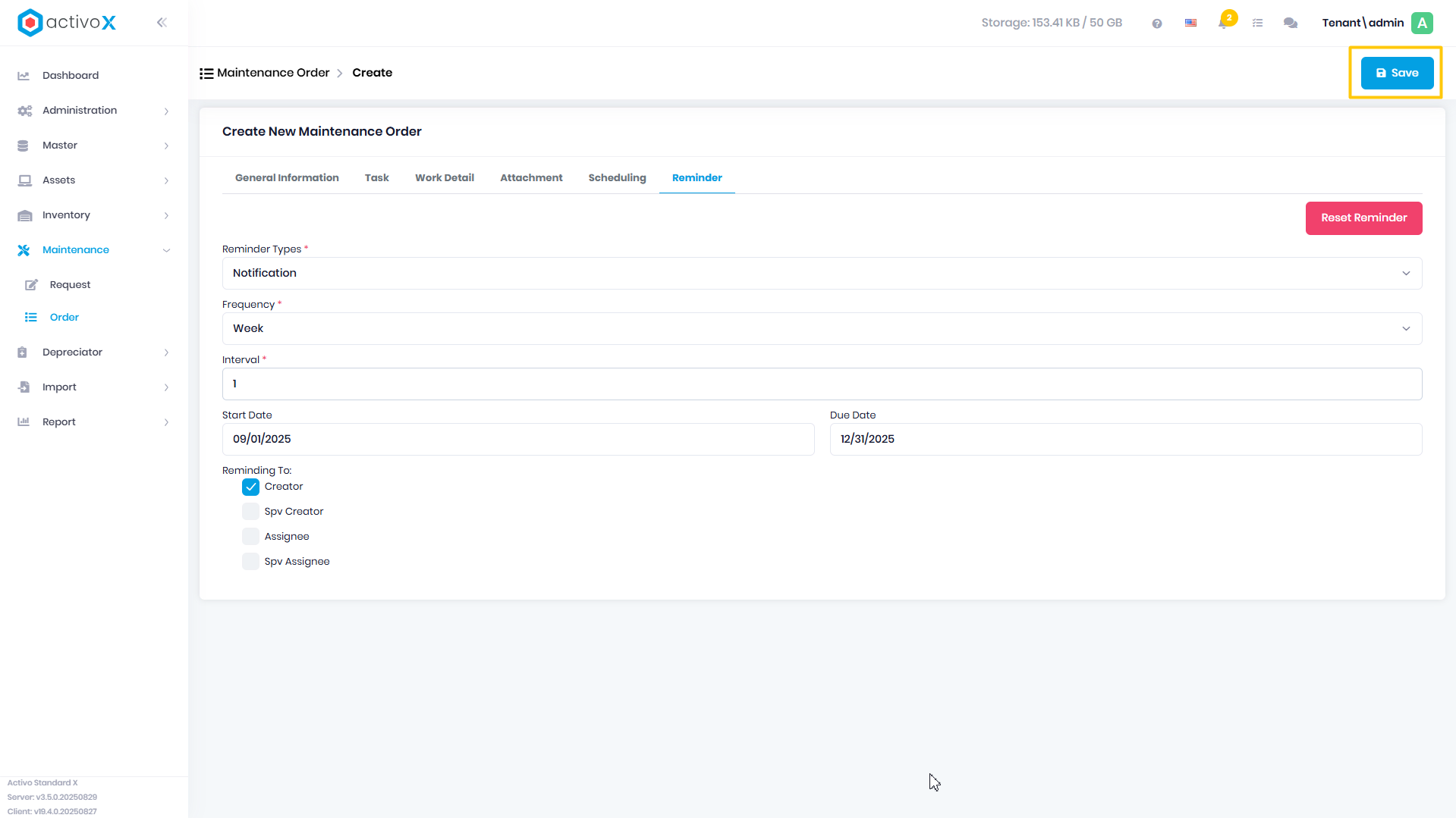 Create Maintenance Order