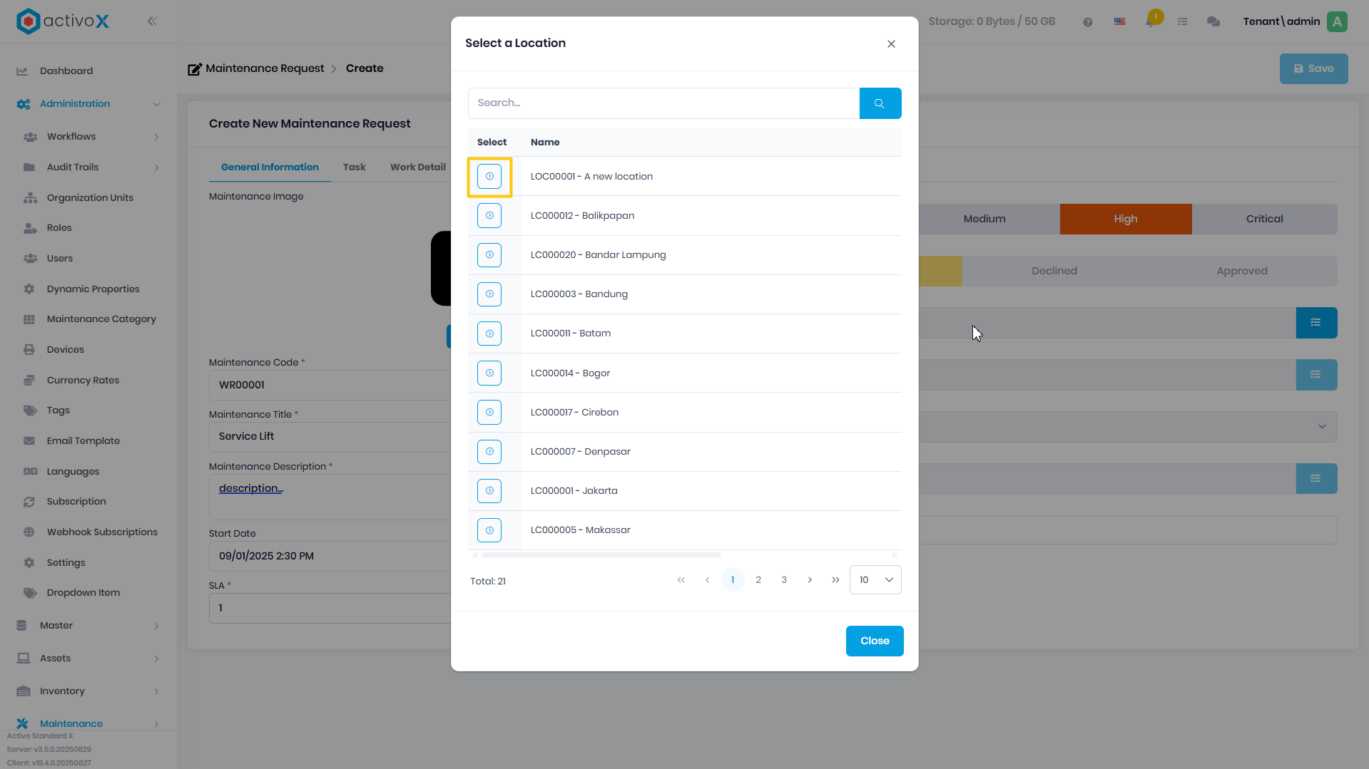 Create Maintenance Request
