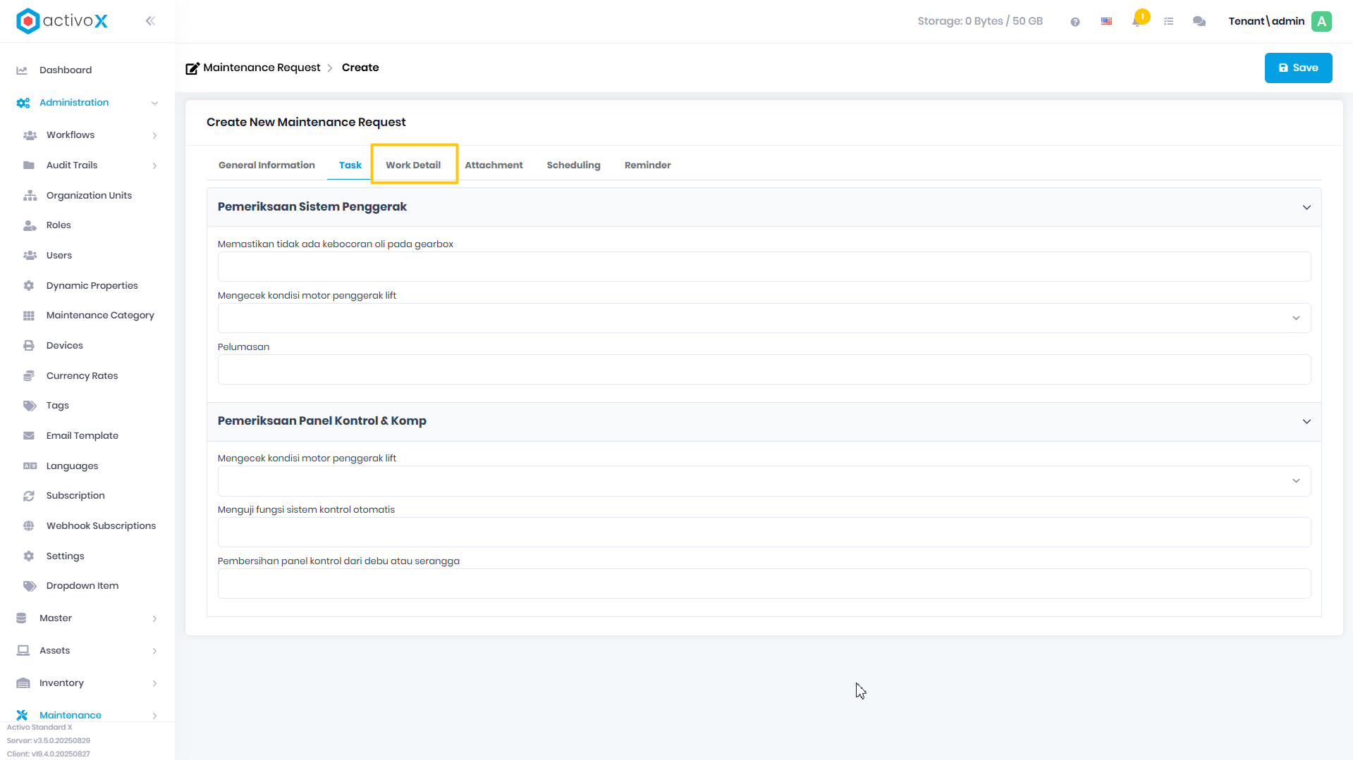 Create Maintenance Request