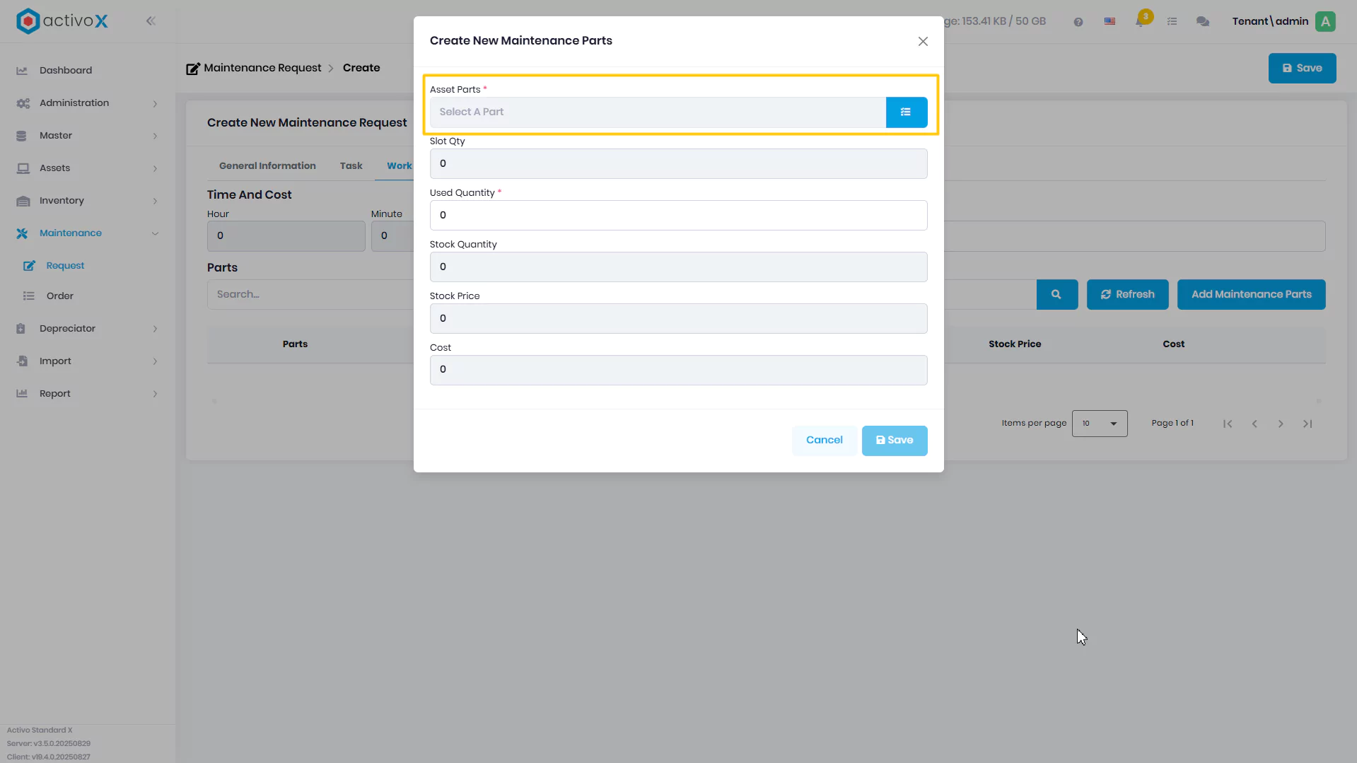 Create Maintenance Request