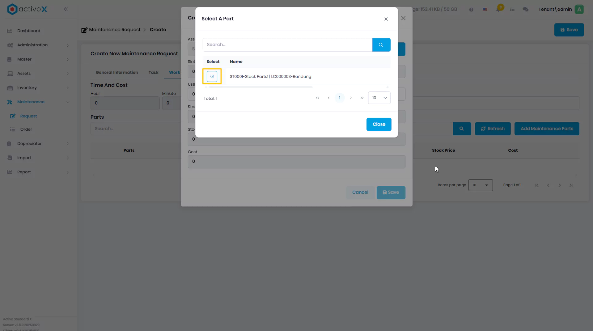 Create Maintenance Request