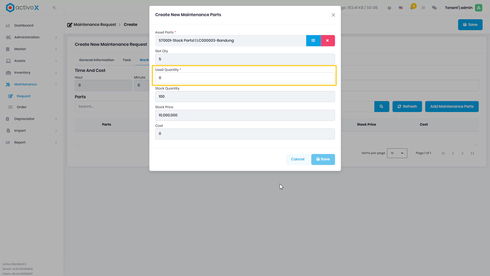 Create Maintenance Request