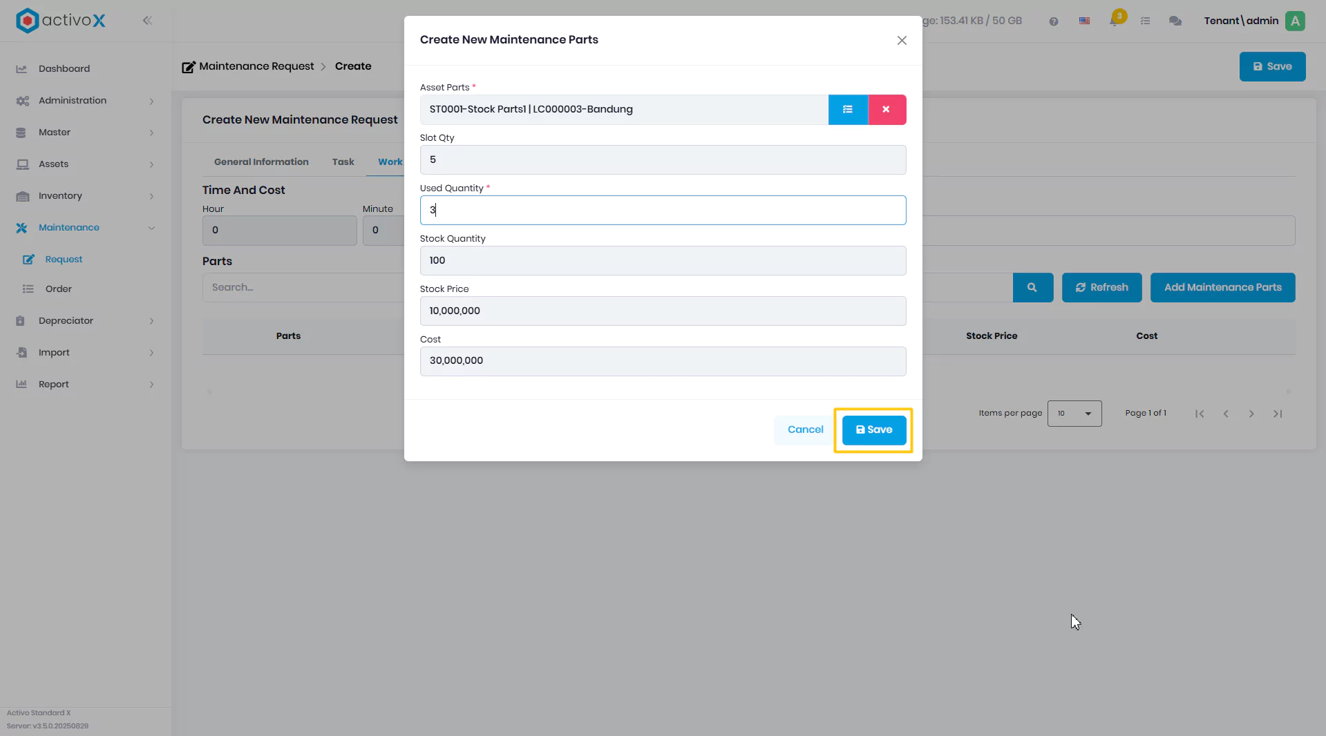 Create Maintenance Request