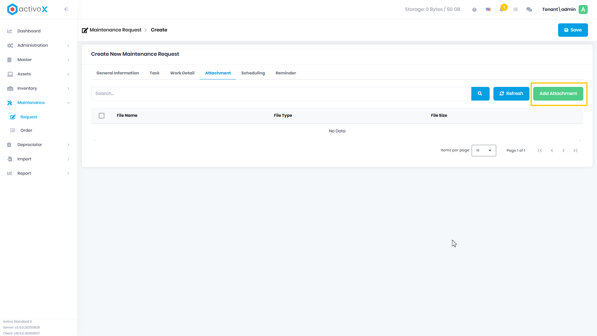 Create Maintenance Request