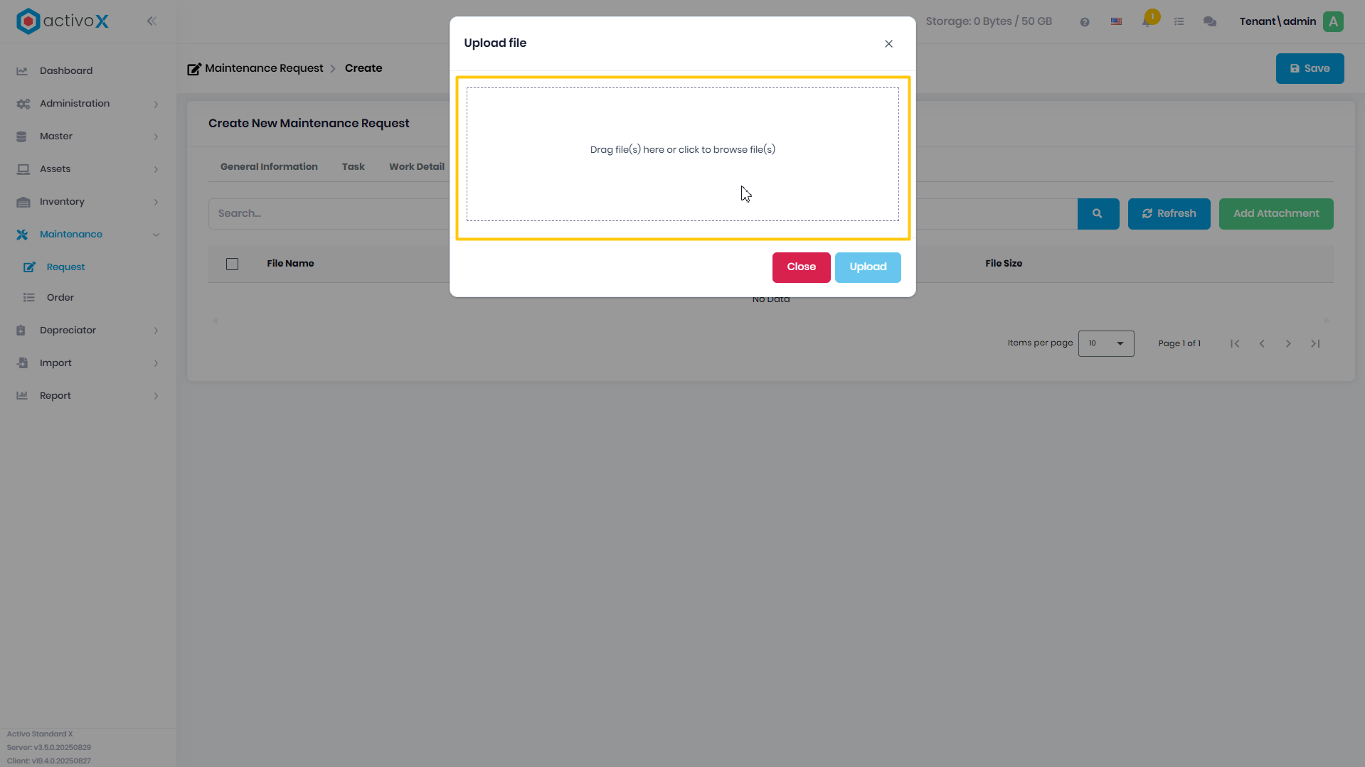 Create Maintenance Request