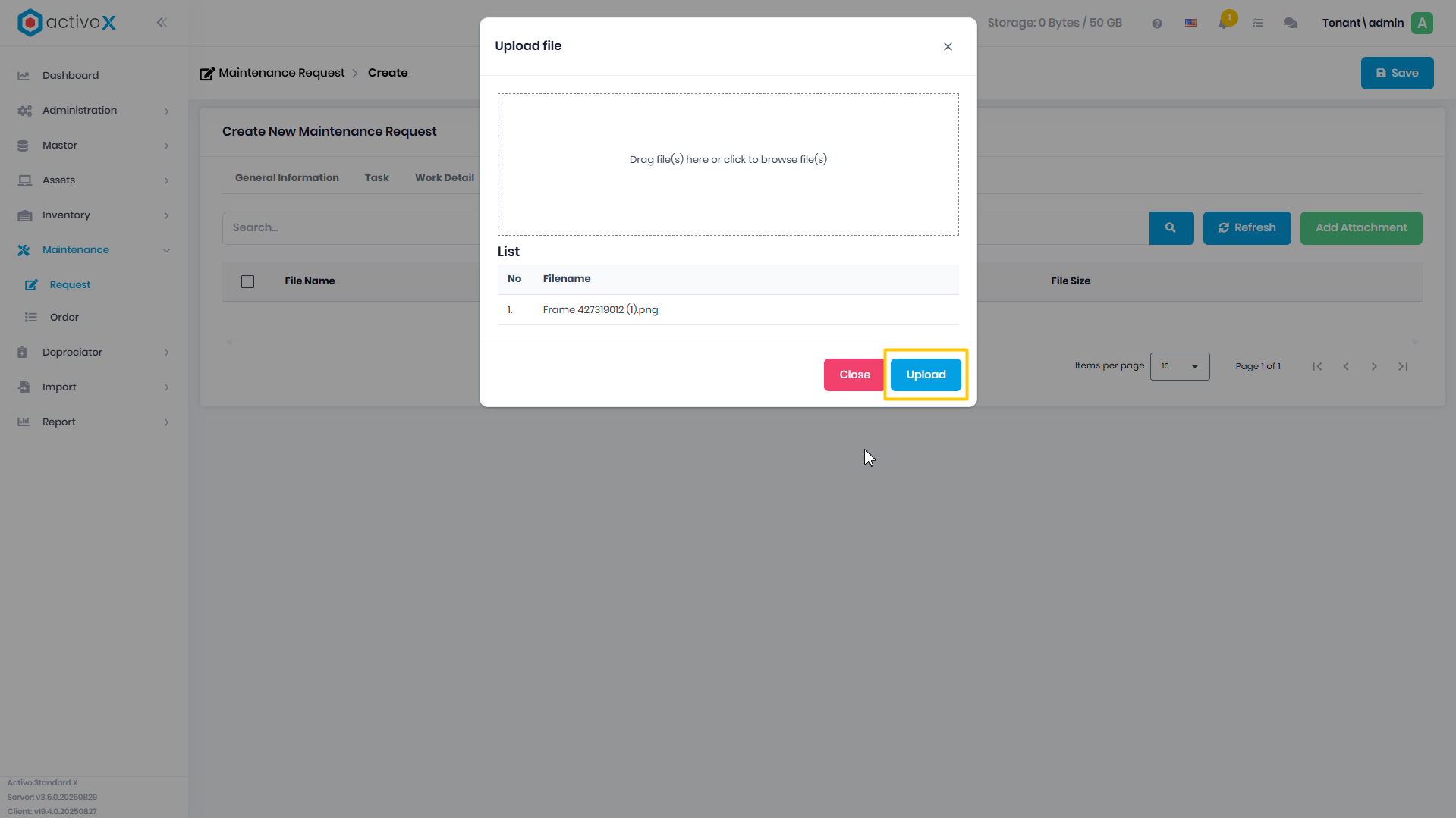 Create Maintenance Request