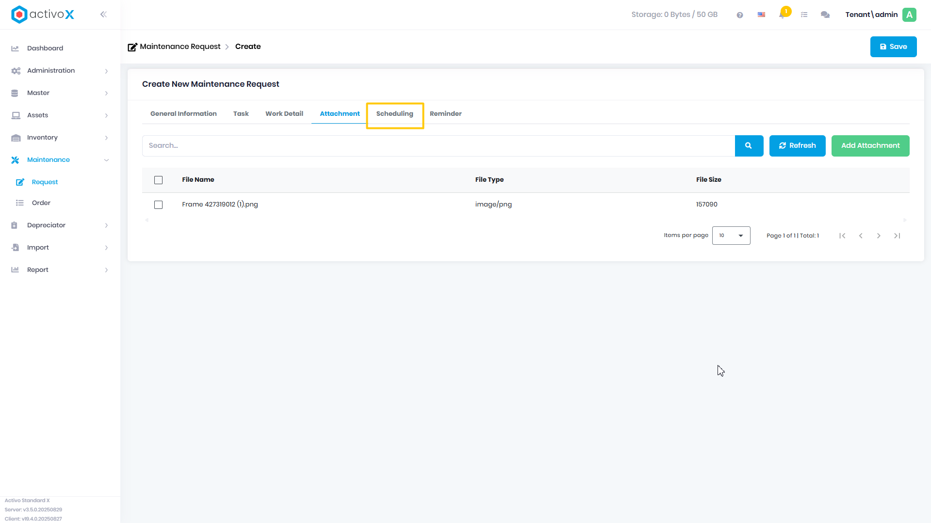 Create Maintenance Request