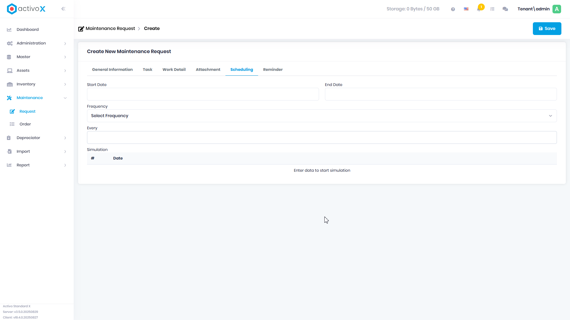 Create Maintenance Request
